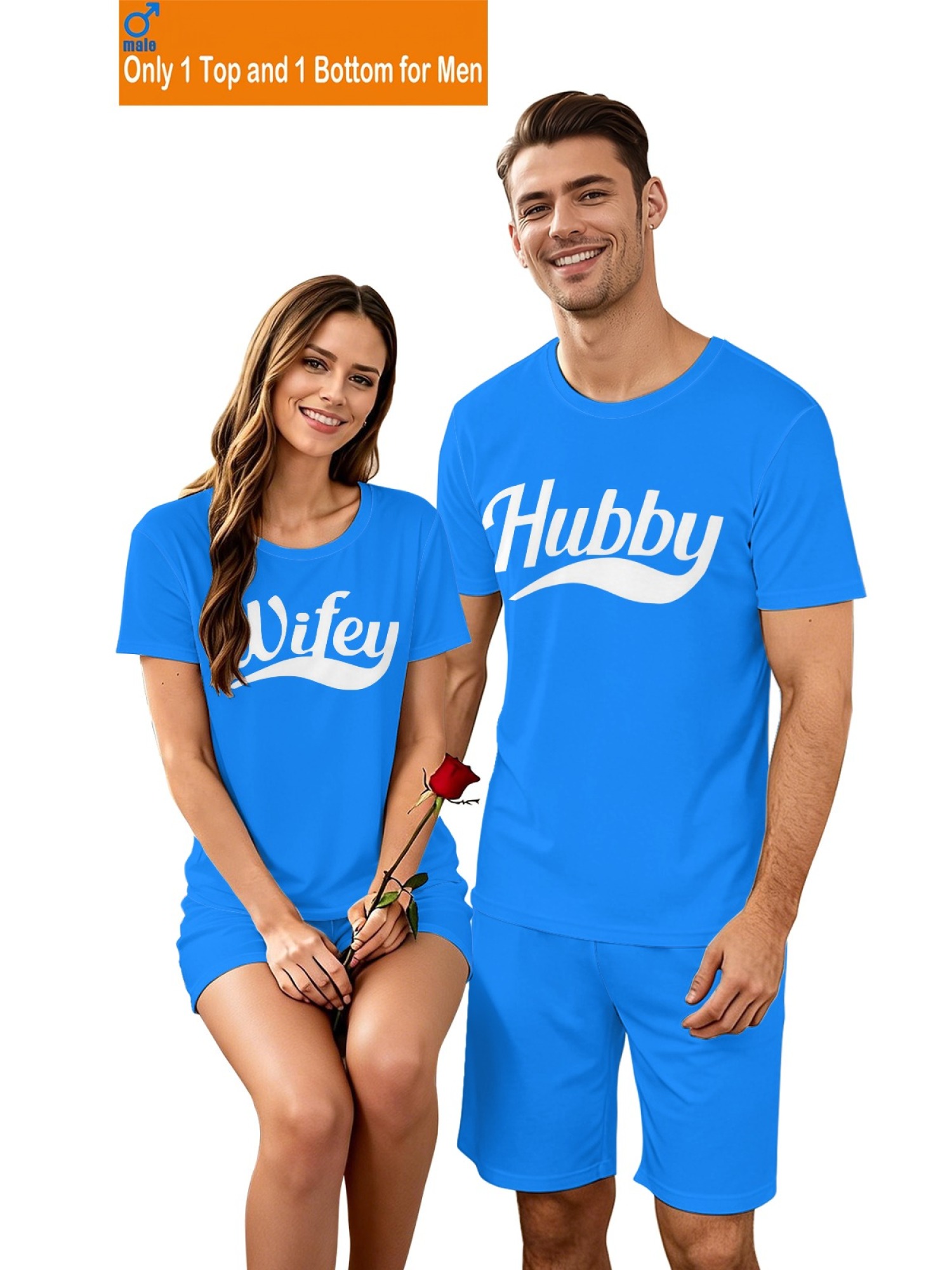 "Hubby & Wifey" Classic Matching Outfit | Sporty Couple T-Shirt & Shorts Set