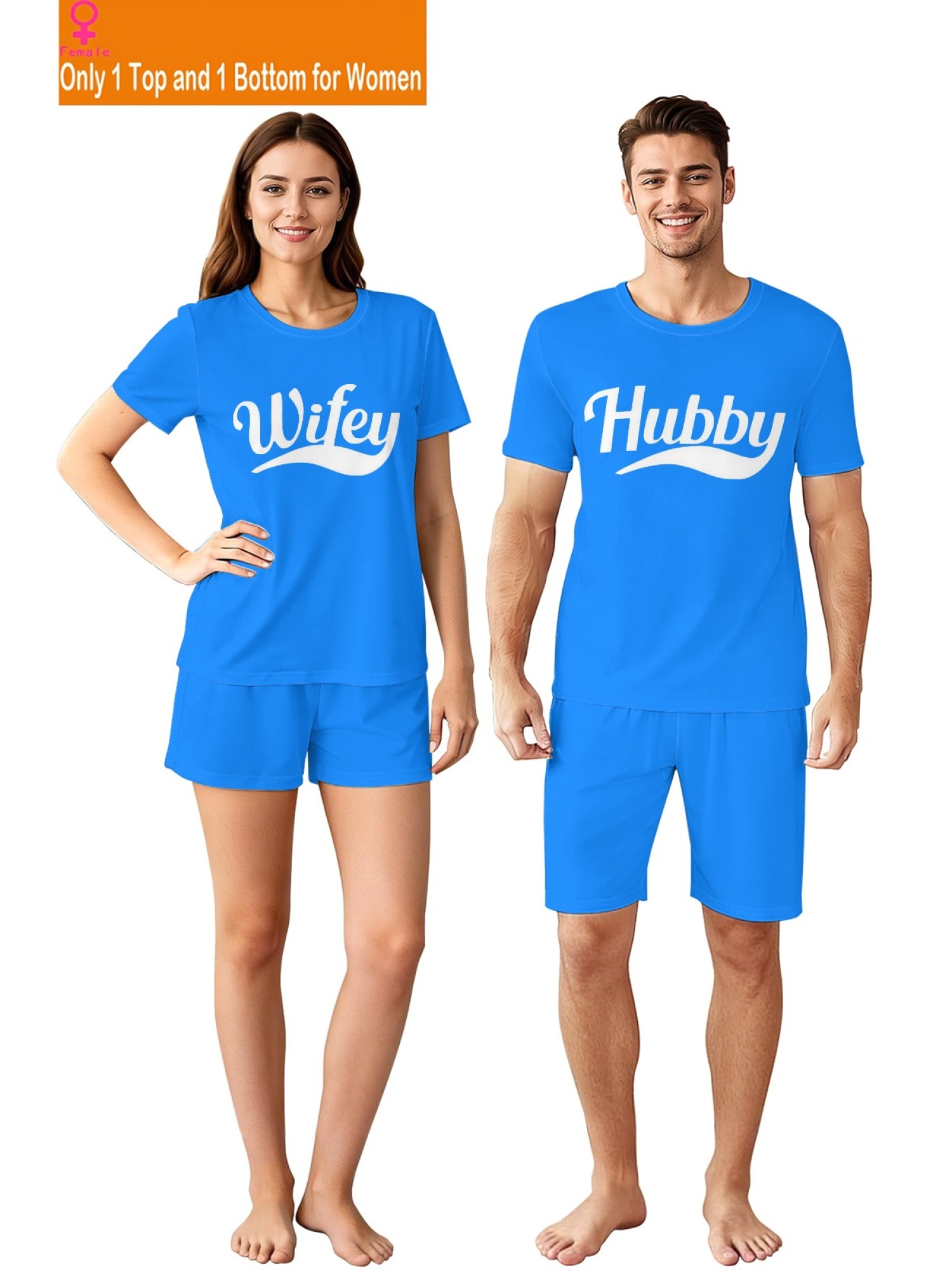 "Hubby & Wifey" Classic Matching Outfit | Sporty Couple T-Shirt & Shorts Set