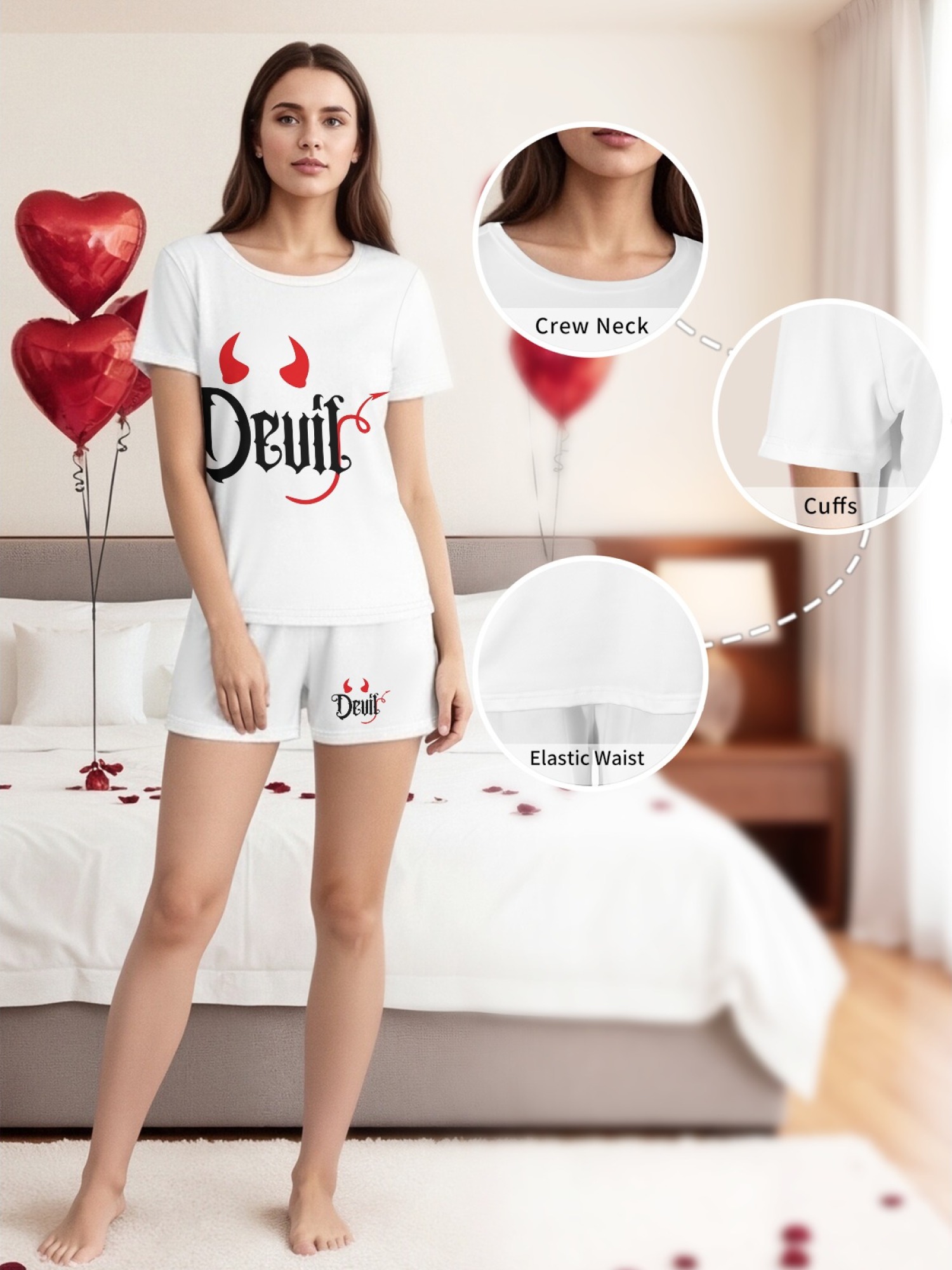 "Naughty Devil" Matching Couples Pajama Set | Funny 'Put the D in Devil' Lounge Outfit