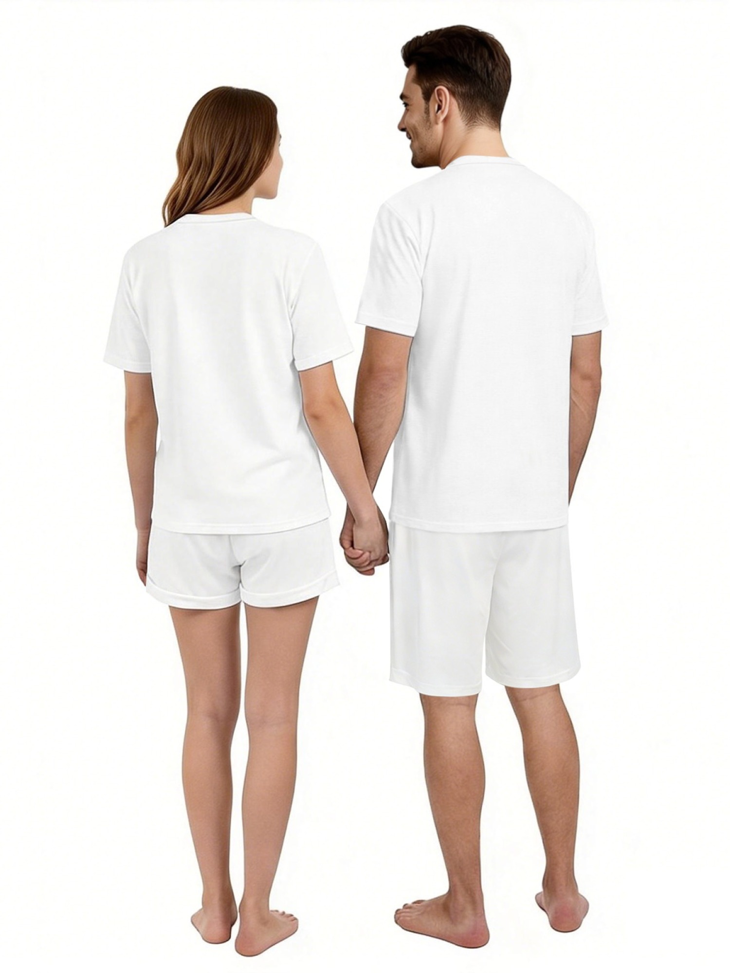 Cute Robot Couple Outfits - Matching Summer Tee & Shorts 2-Piece Set