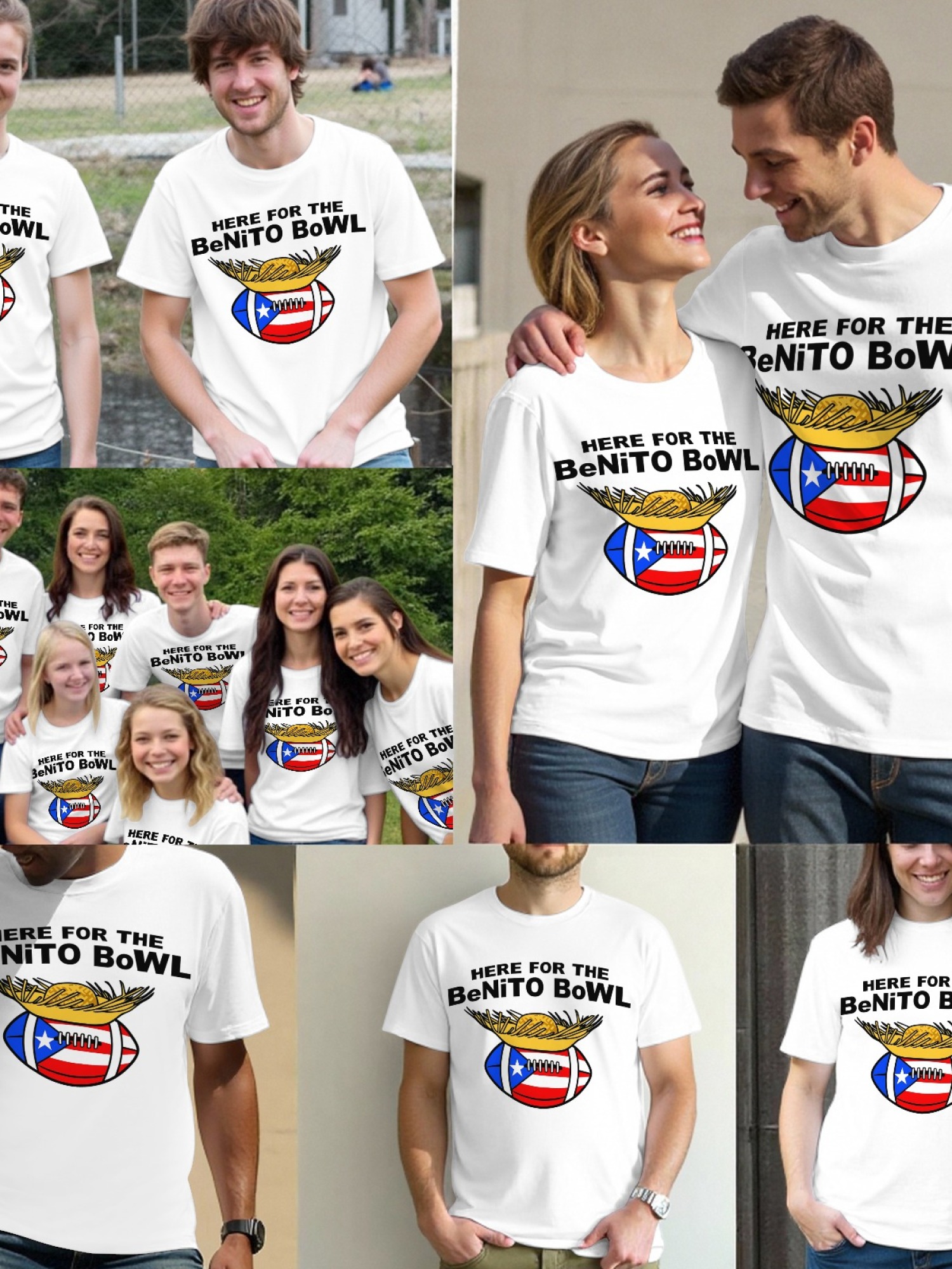 Benito Bowl Graphic T-Shirt - Puerto Rico Flag Football Fan Tee - Unisex Streetwear