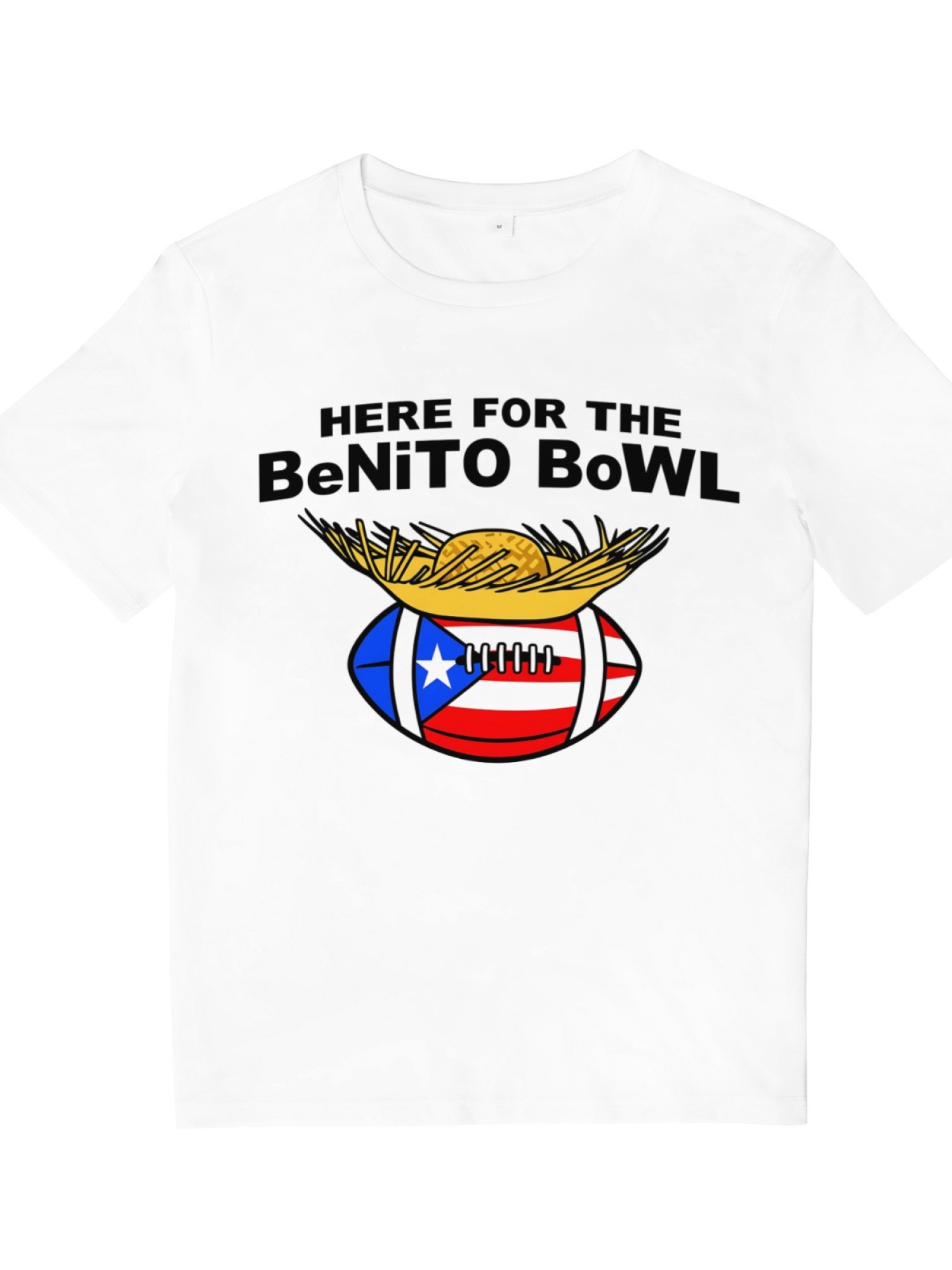 Benito Bowl Graphic T-Shirt - Puerto Rico Flag Football Fan Tee - Unisex Streetwear