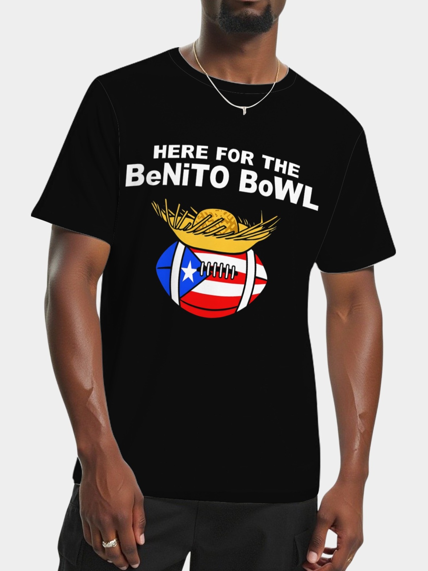 Benito Bowl Graphic T-Shirt - Puerto Rico Flag Football Fan Tee - Unisex Streetwear