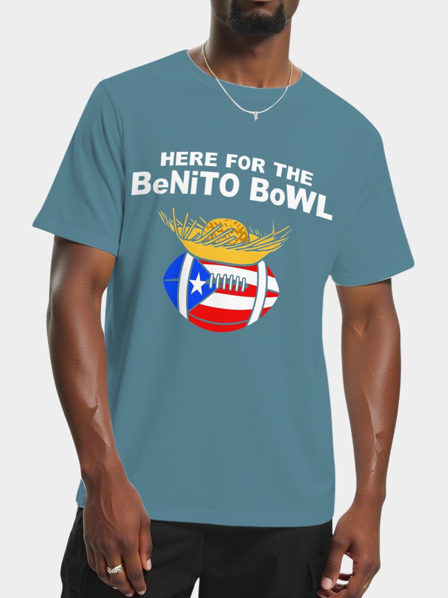 Benito Bowl Graphic T-Shirt - Puerto Rico Flag Football Fan Tee - Unisex Streetwear