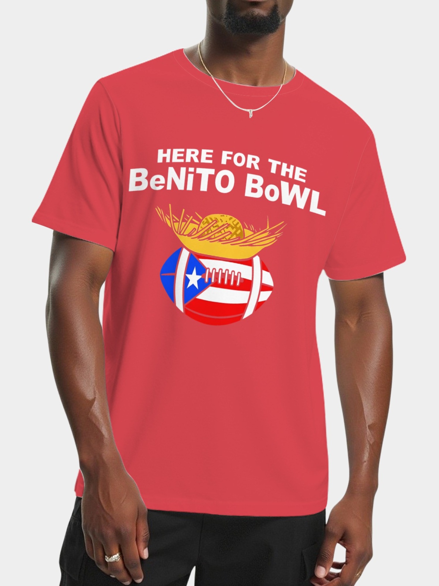 Benito Bowl Graphic T-Shirt - Puerto Rico Flag Football Fan Tee - Unisex Streetwear