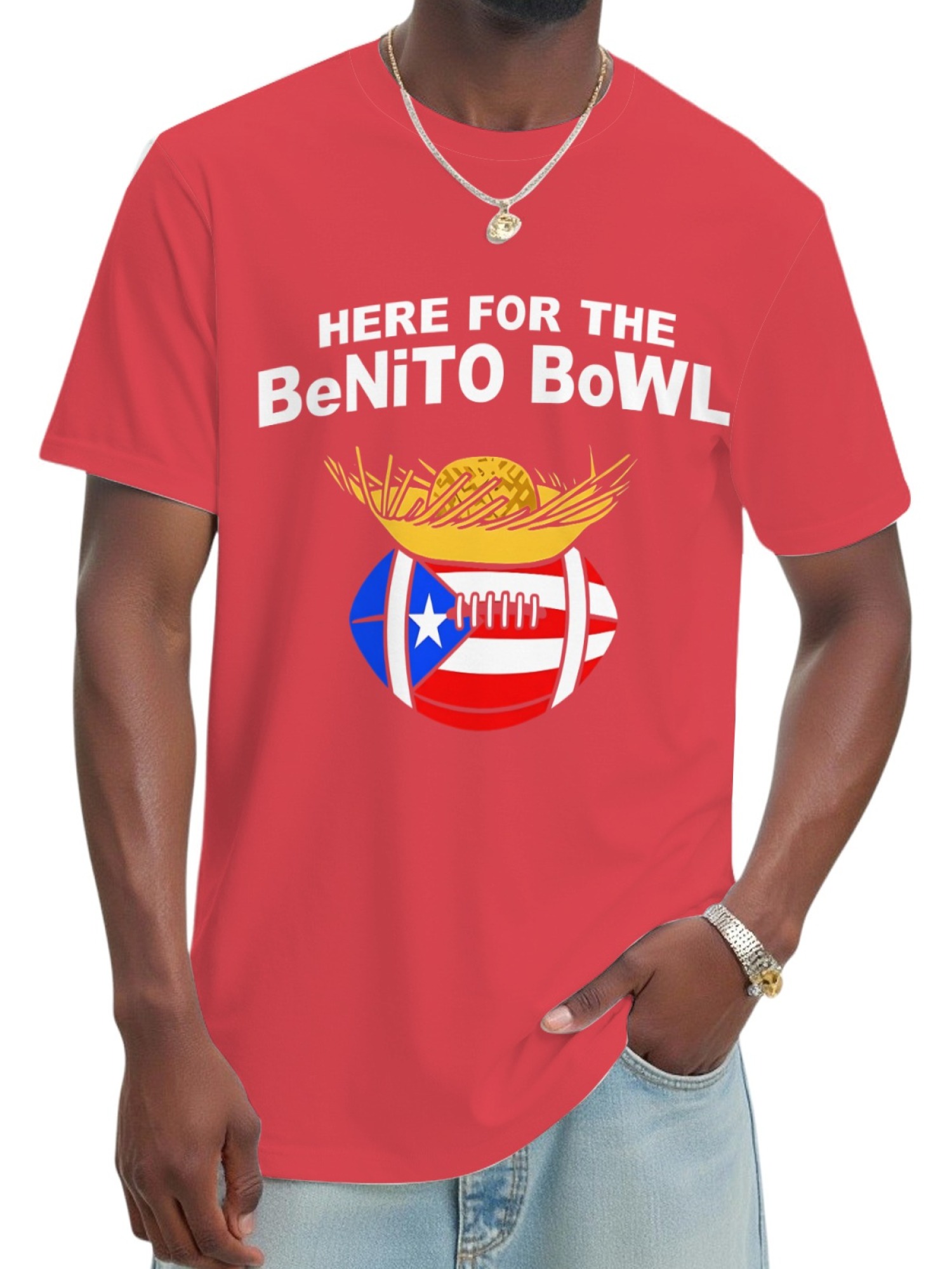 Benito Bowl Graphic T-Shirt - Puerto Rico Flag Football Fan Tee - Unisex Streetwear
