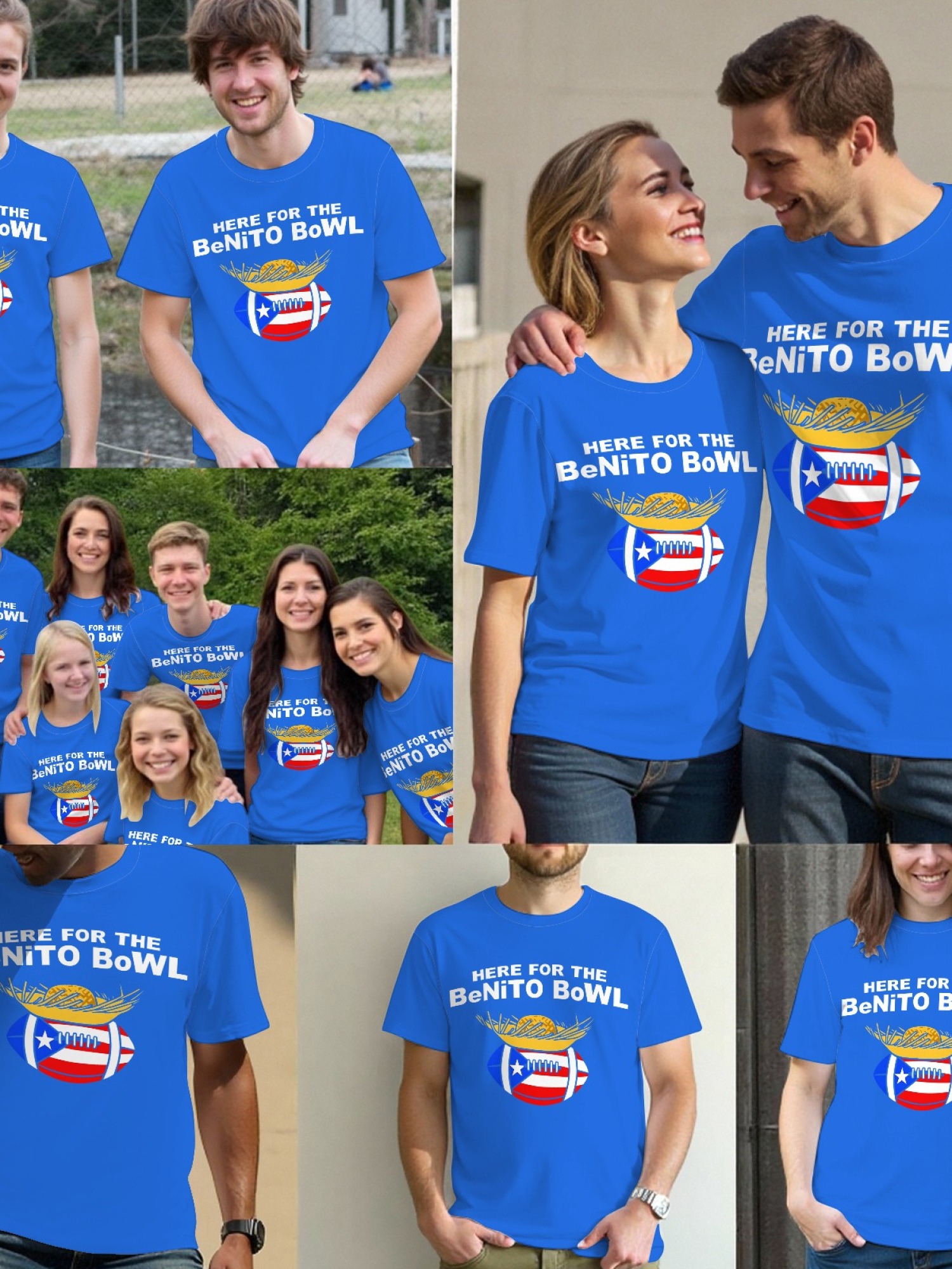 Benito Bowl Men's Graphic T-Shirt - Puerto Rican Flag Football & Pava Hat Tee