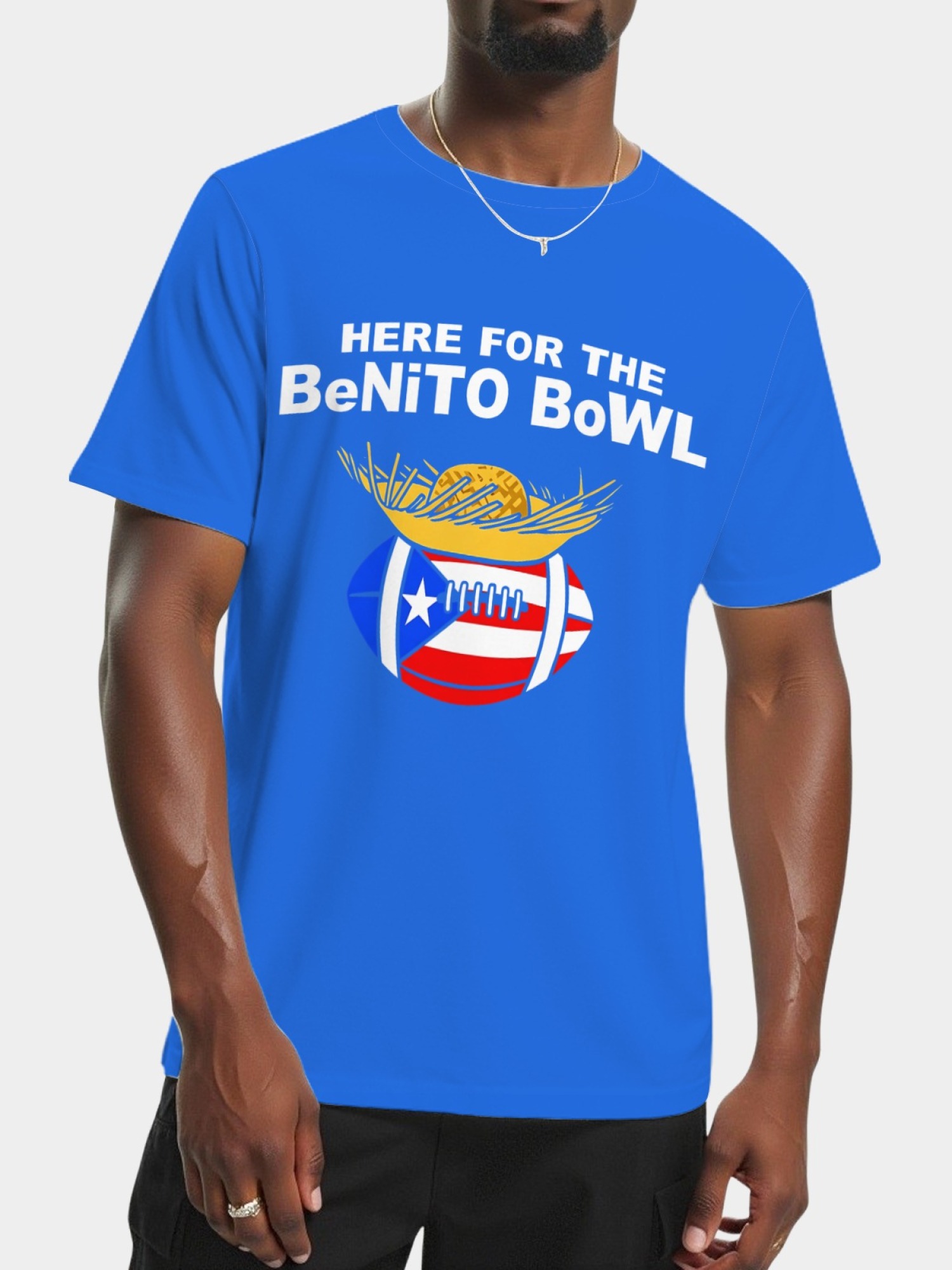 Benito Bowl Graphic T-Shirt - Puerto Rico Flag Football Fan Tee - Unisex Streetwear