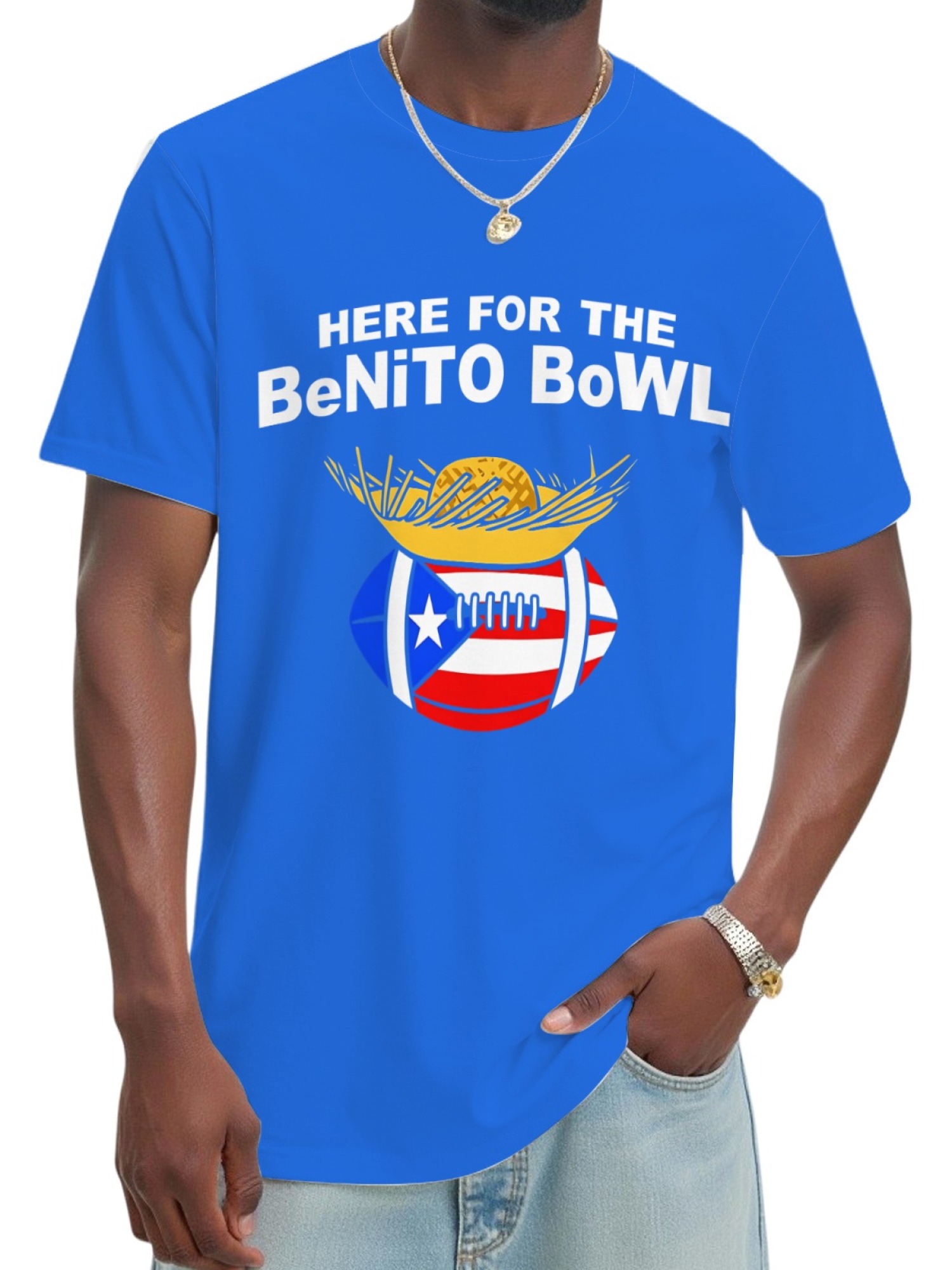 Benito Bowl Graphic T-Shirt - Puerto Rico Flag Football Fan Tee - Unisex Streetwear