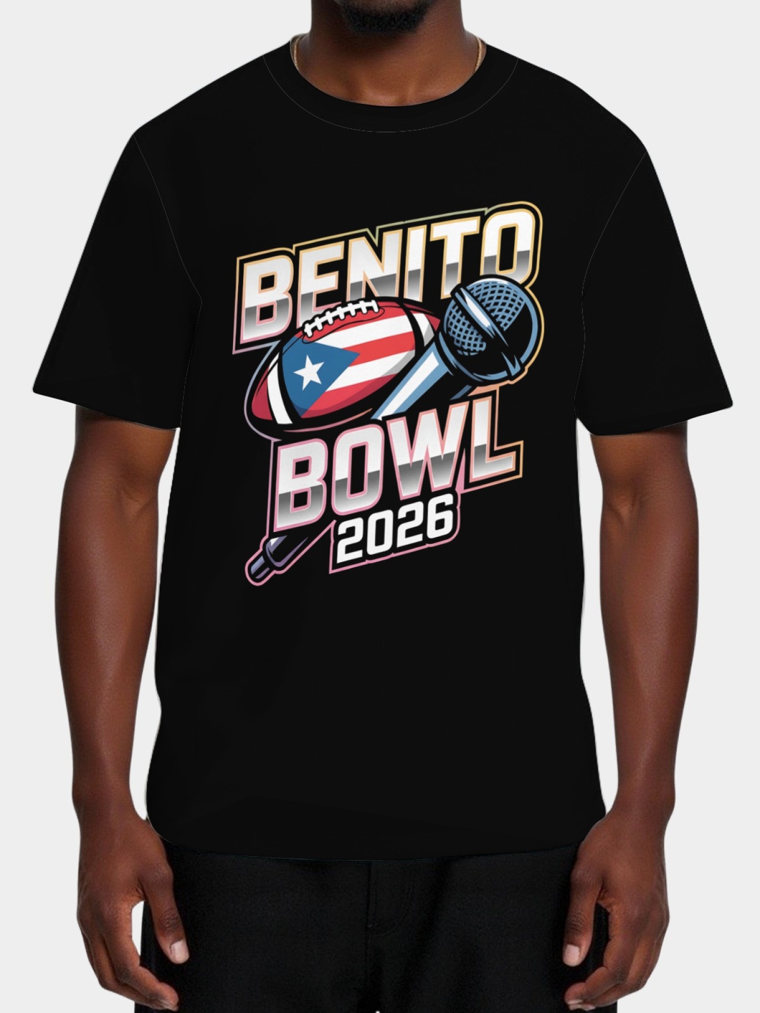 Benito Bowl 2026 Men's Graphic T-Shirt - Puerto Rico Football & Music Fan Tee