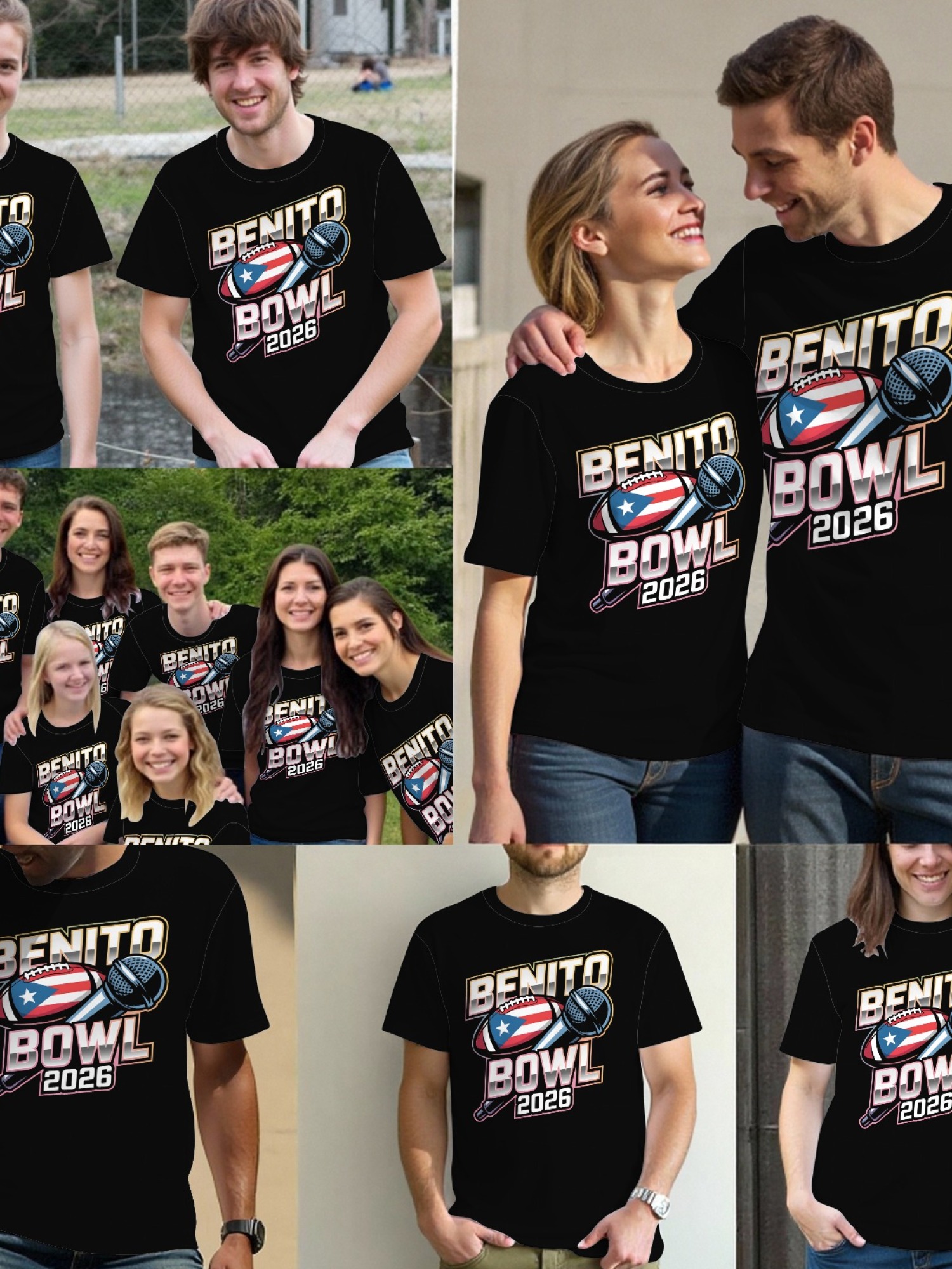 Benito Bowl 2026 Men's Graphic T-Shirt - Puerto Rico Football & Music Fan Tee