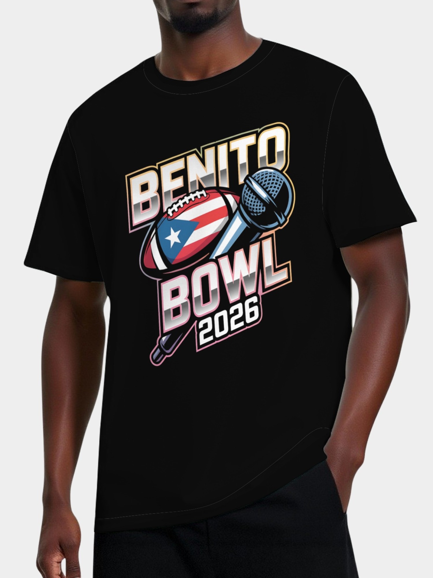 Benito Bowl 2026 Men's Graphic T-Shirt - Puerto Rico Football & Music Fan Tee