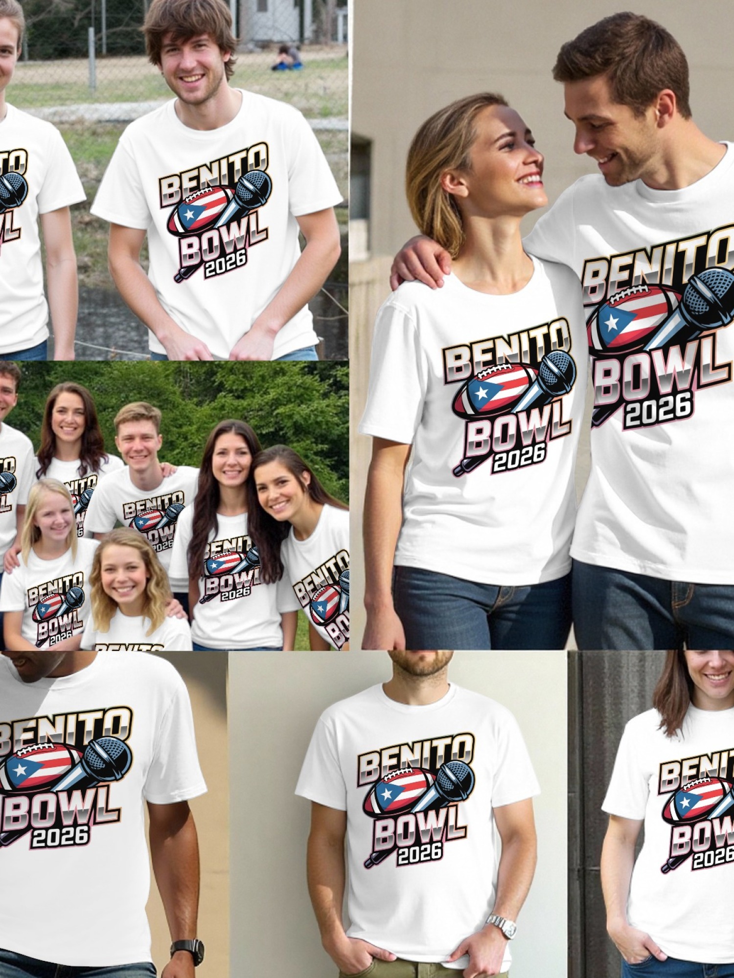 Benito Bowl 2026 Men's Graphic T-Shirt - Puerto Rico Football & Music Fan Tee