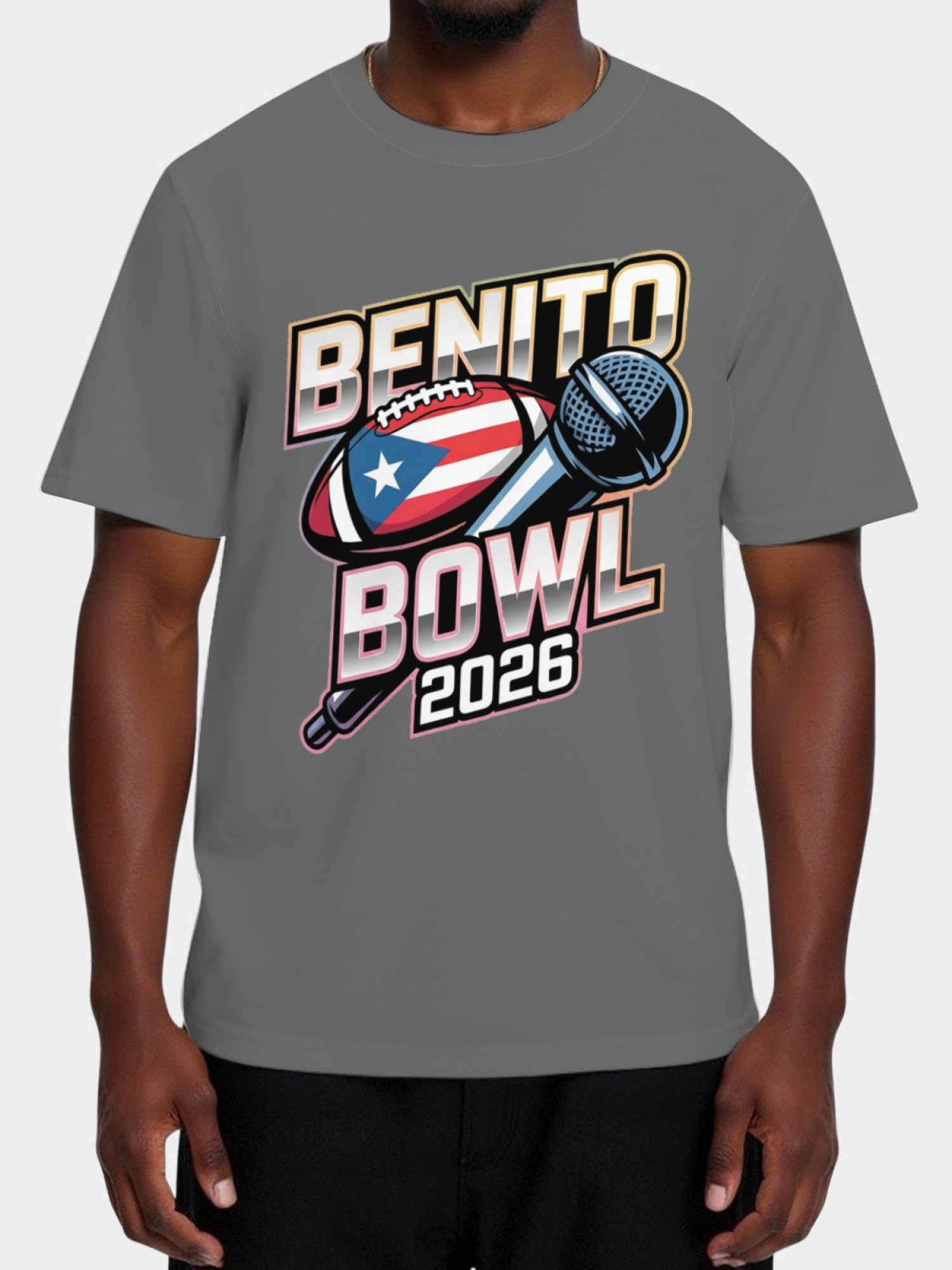 Benito Bowl 2026 Men's Graphic T-Shirt - Puerto Rico Football & Music Fan Tee