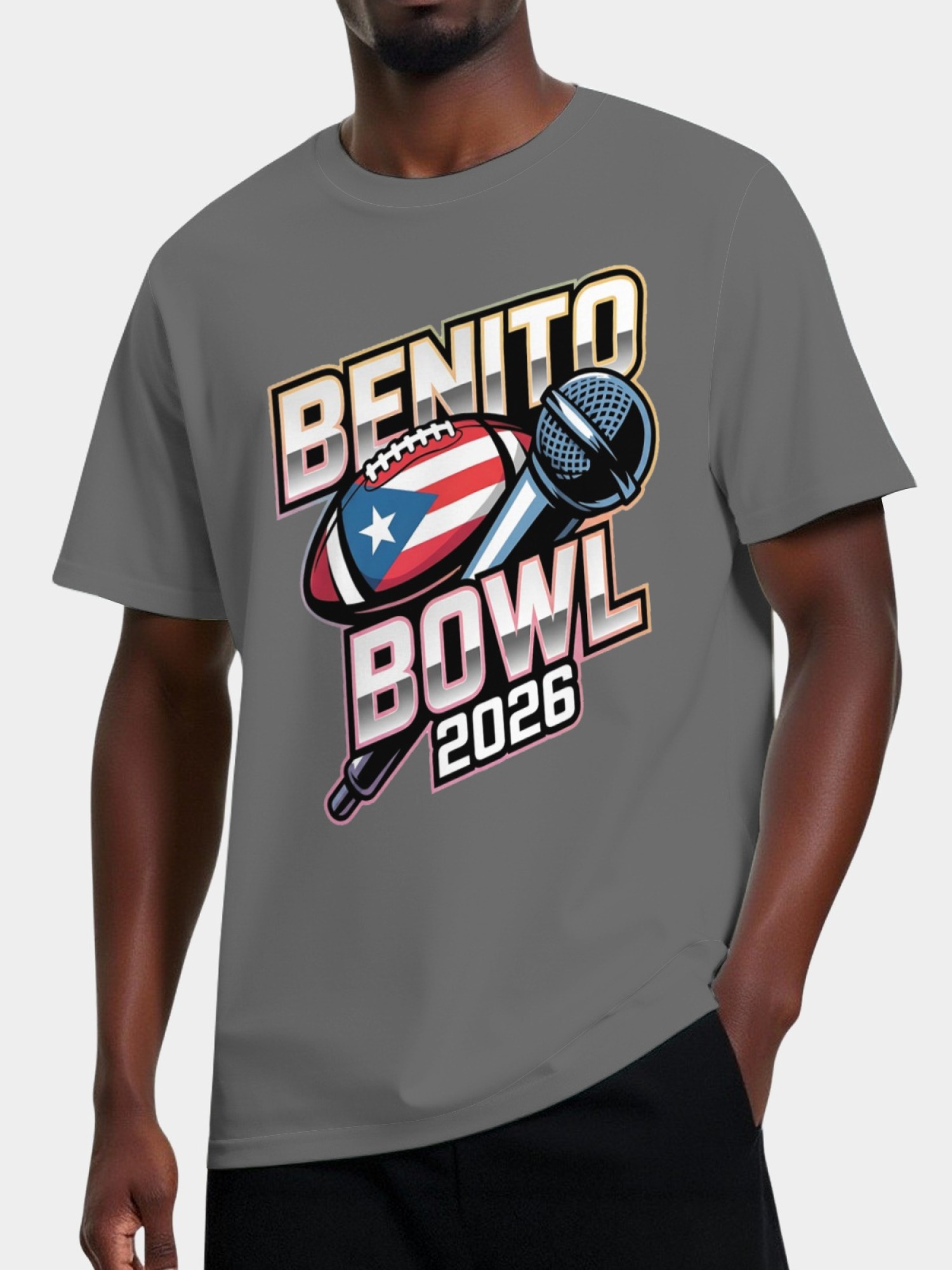 Benito Bowl 2026 Men's Graphic T-Shirt - Puerto Rico Football & Music Fan Tee