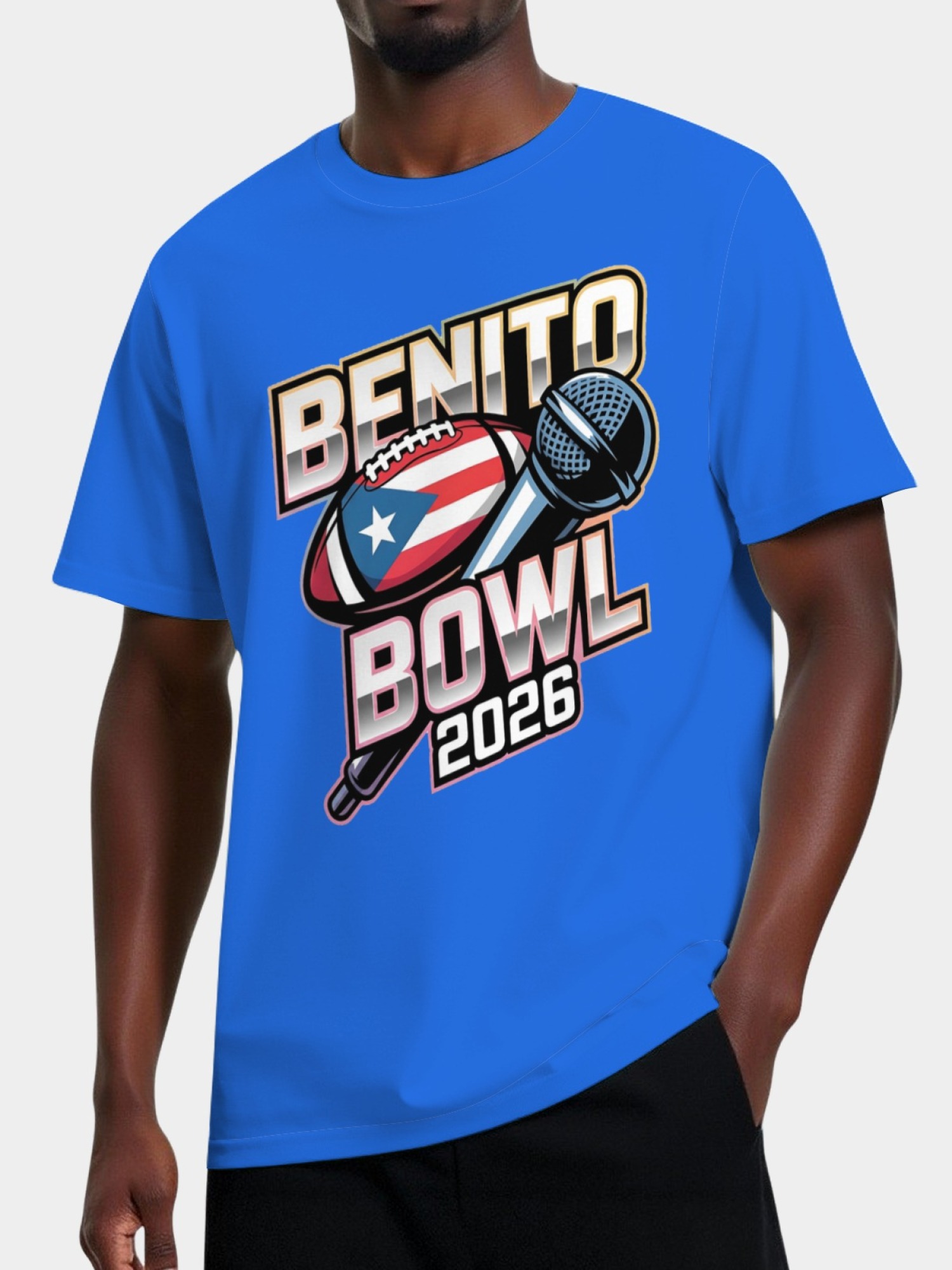 Benito Bowl 2026 Men's Graphic T-Shirt - Puerto Rico Football & Music Fan Tee
