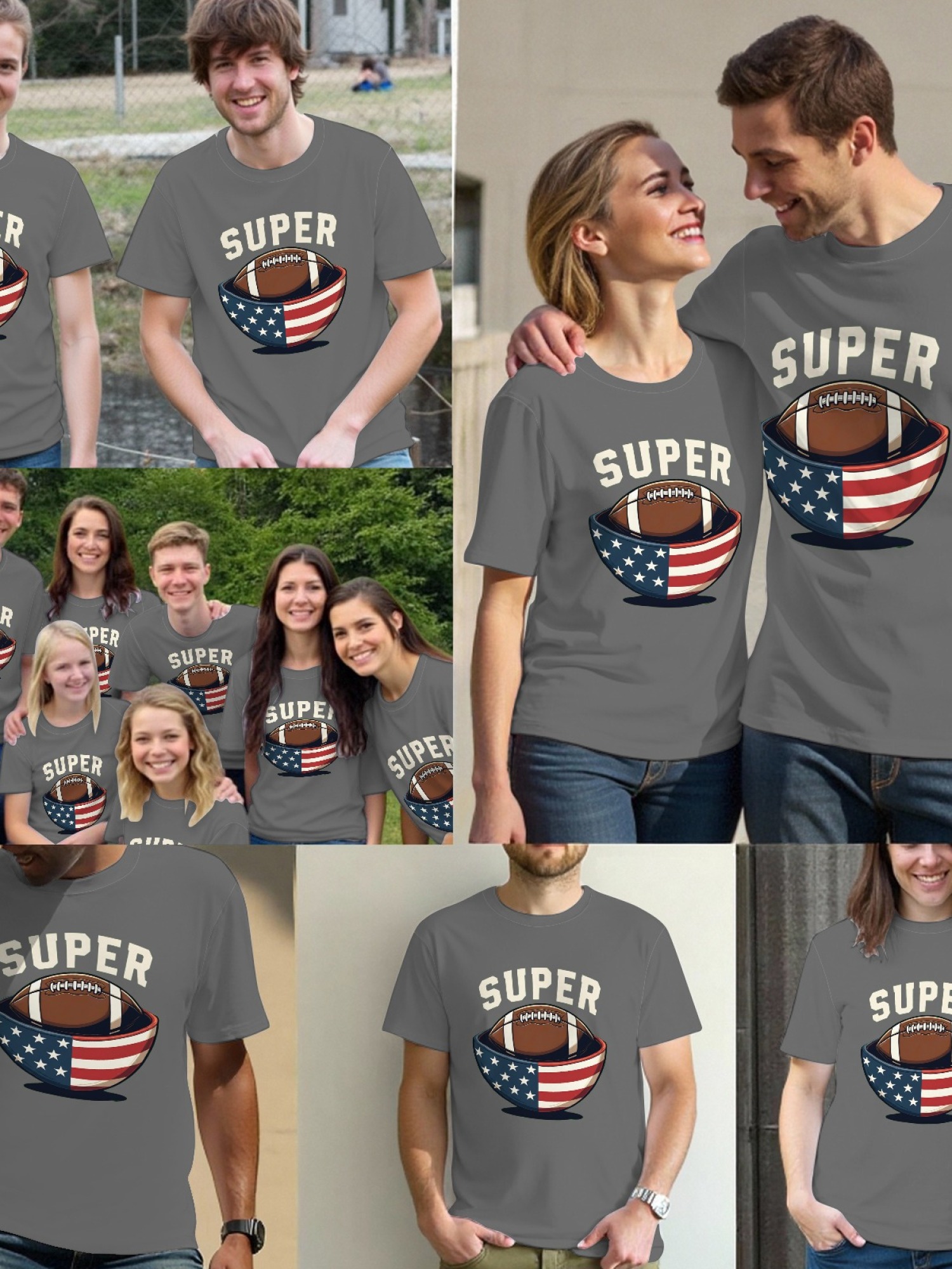 Men's Super Bowl Football T-Shirt - American Flag Bowl Graphic Tee