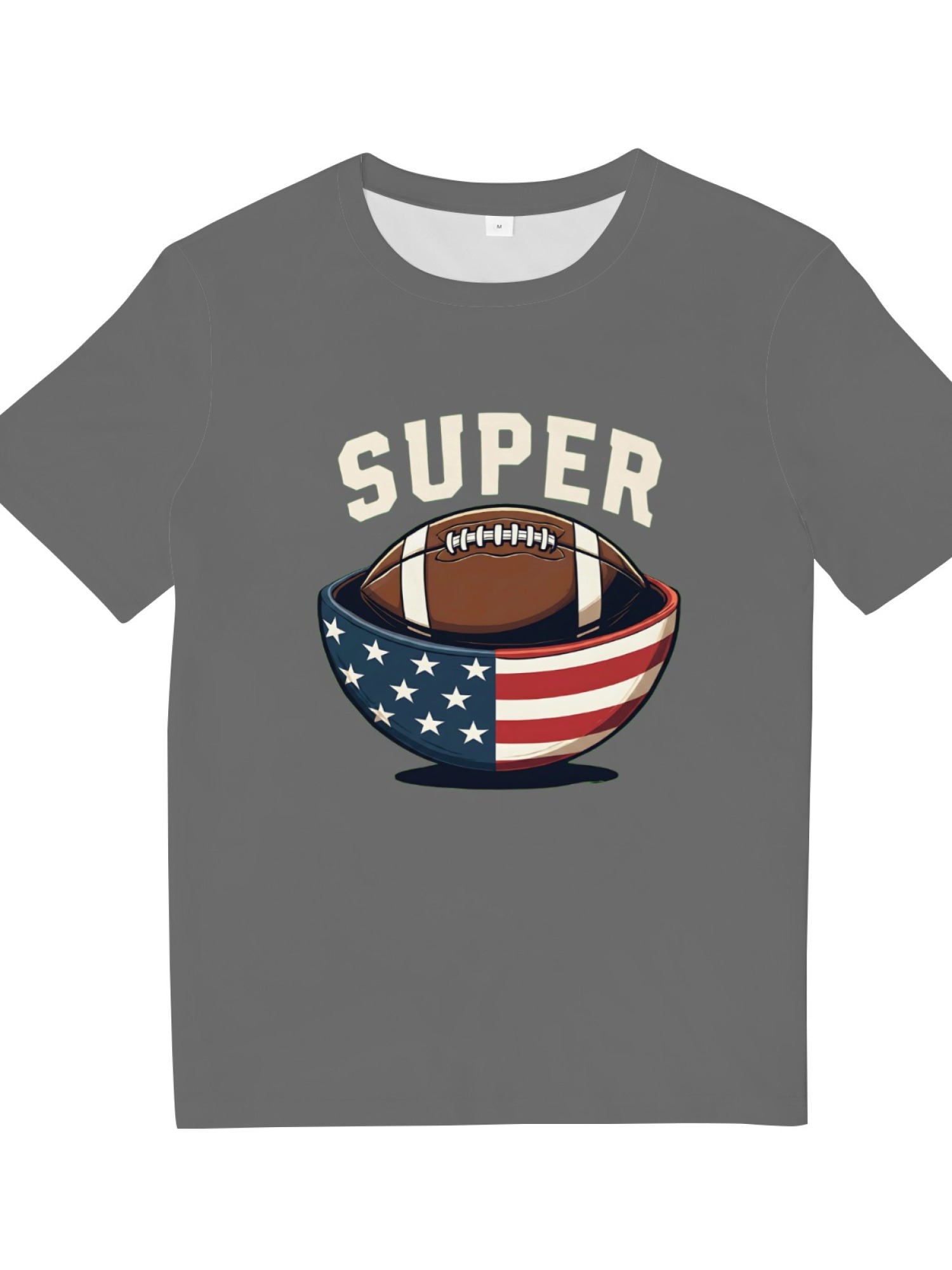 Men's Super Bowl Football T-Shirt - American Flag Bowl Graphic Tee