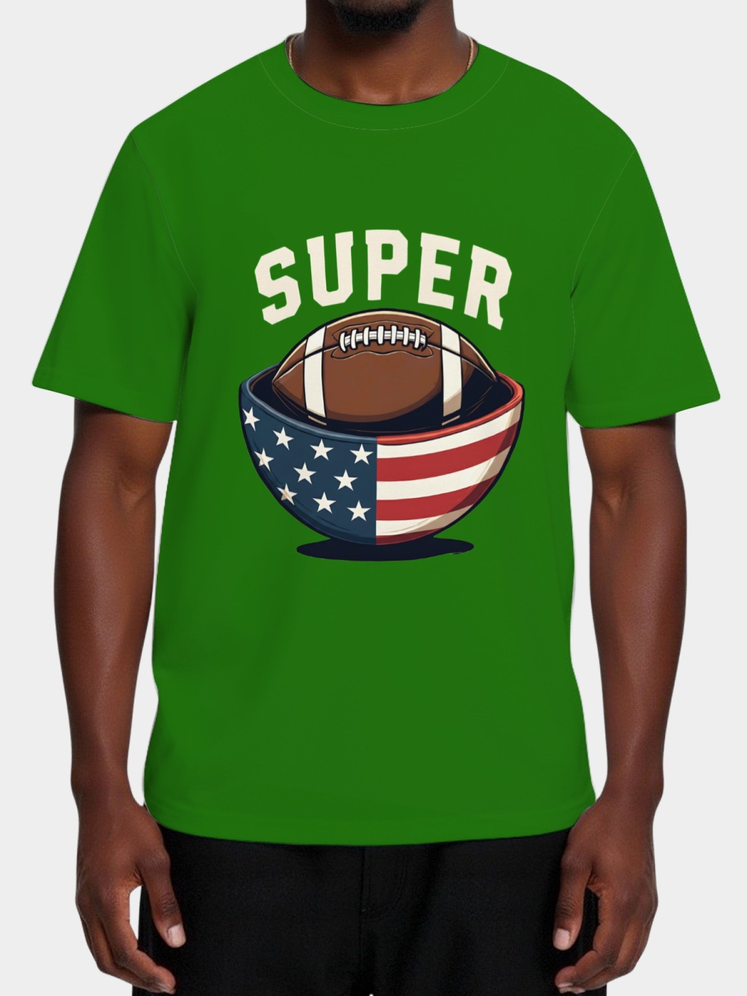 Men's Super Bowl Football T-Shirt - American Flag Bowl Graphic Tee
