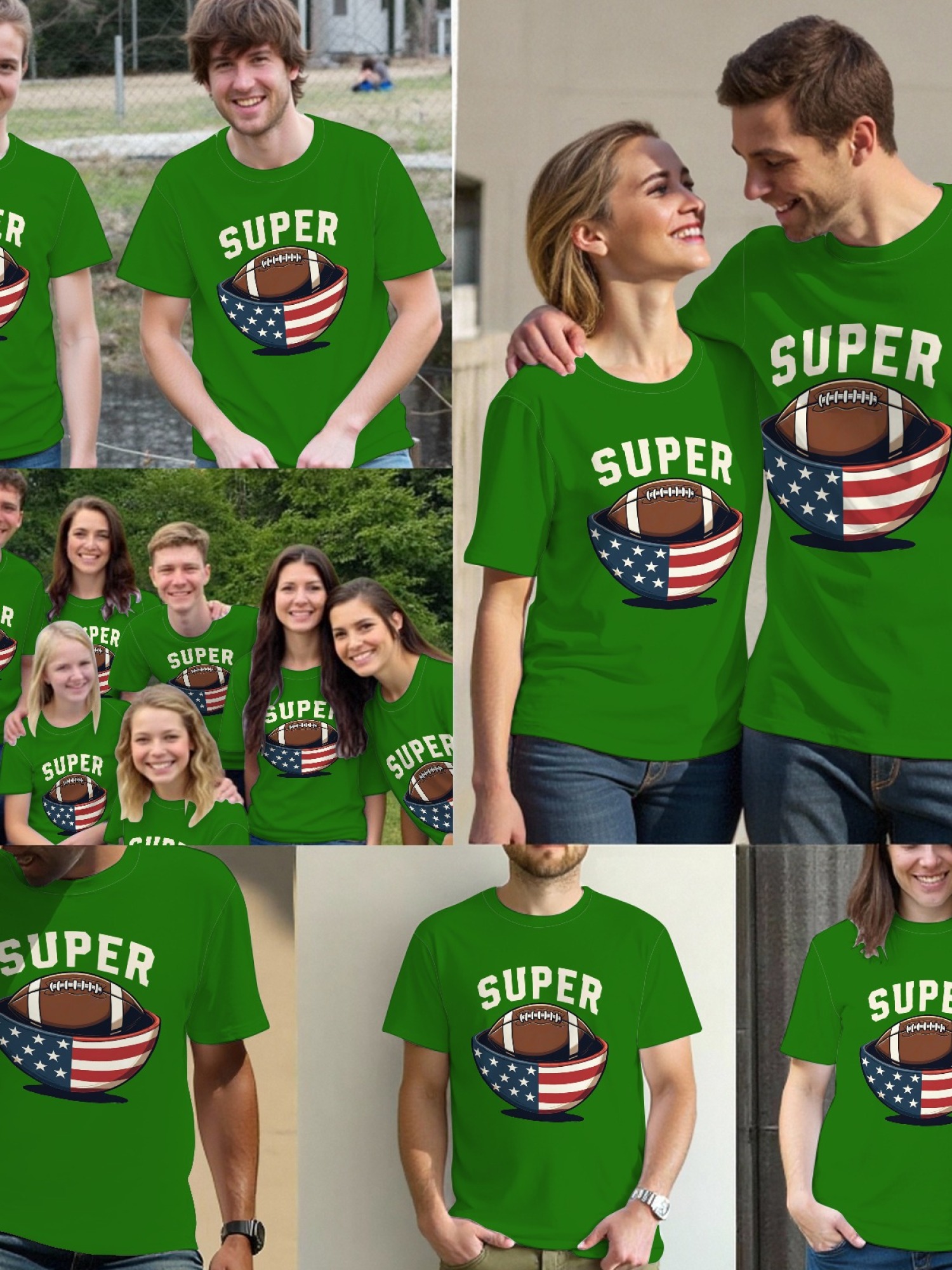 Men's Super Bowl Football T-Shirt - American Flag Bowl Graphic Tee