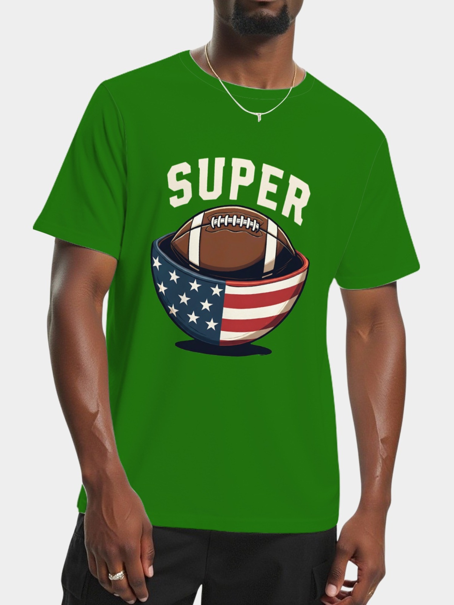 Men's Super Bowl Football T-Shirt - American Flag Bowl Graphic Tee