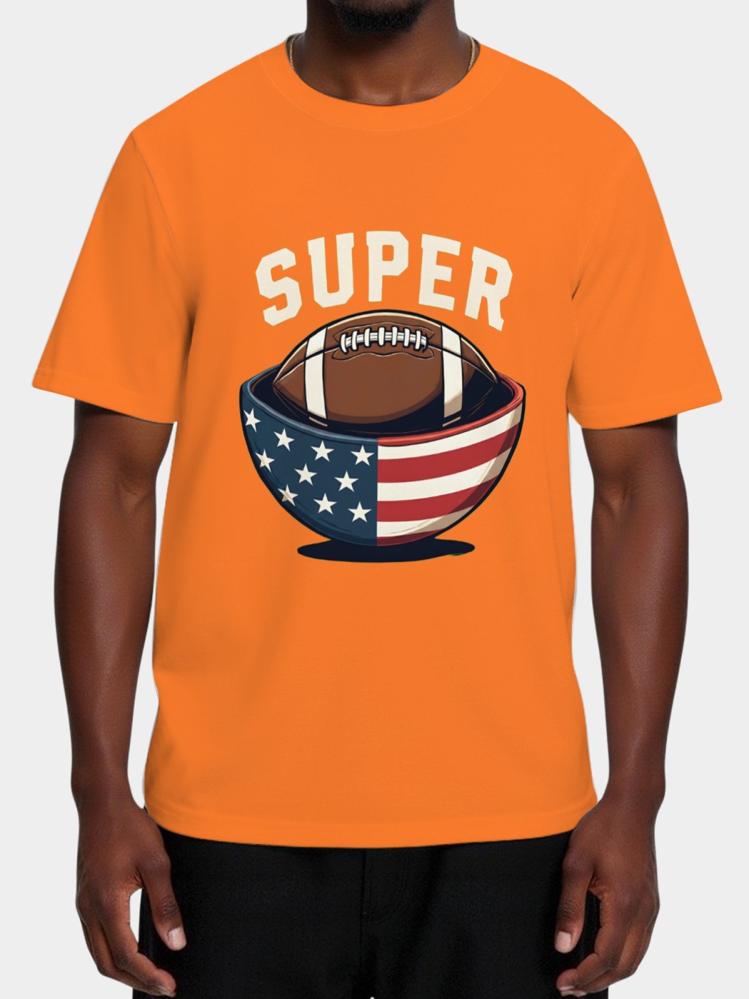 Men's Super Bowl Football T-Shirt - American Flag Bowl Graphic Tee