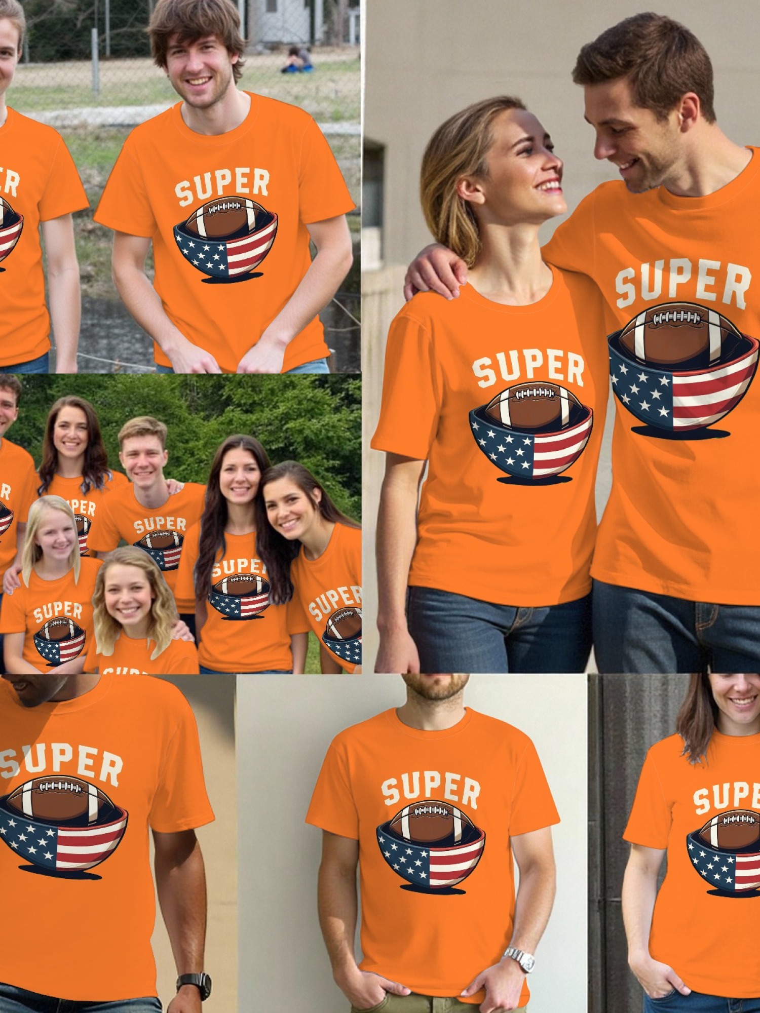 Men's Super Bowl Football T-Shirt - American Flag Bowl Graphic Tee