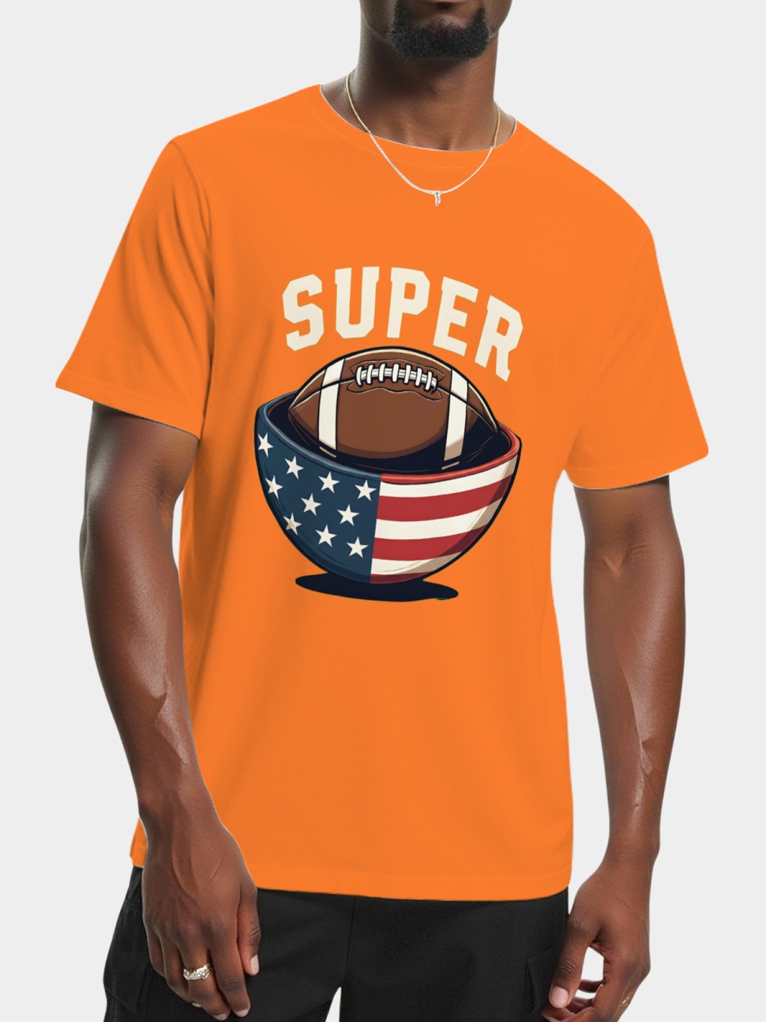 Men's Super Bowl Football T-Shirt - American Flag Bowl Graphic Tee