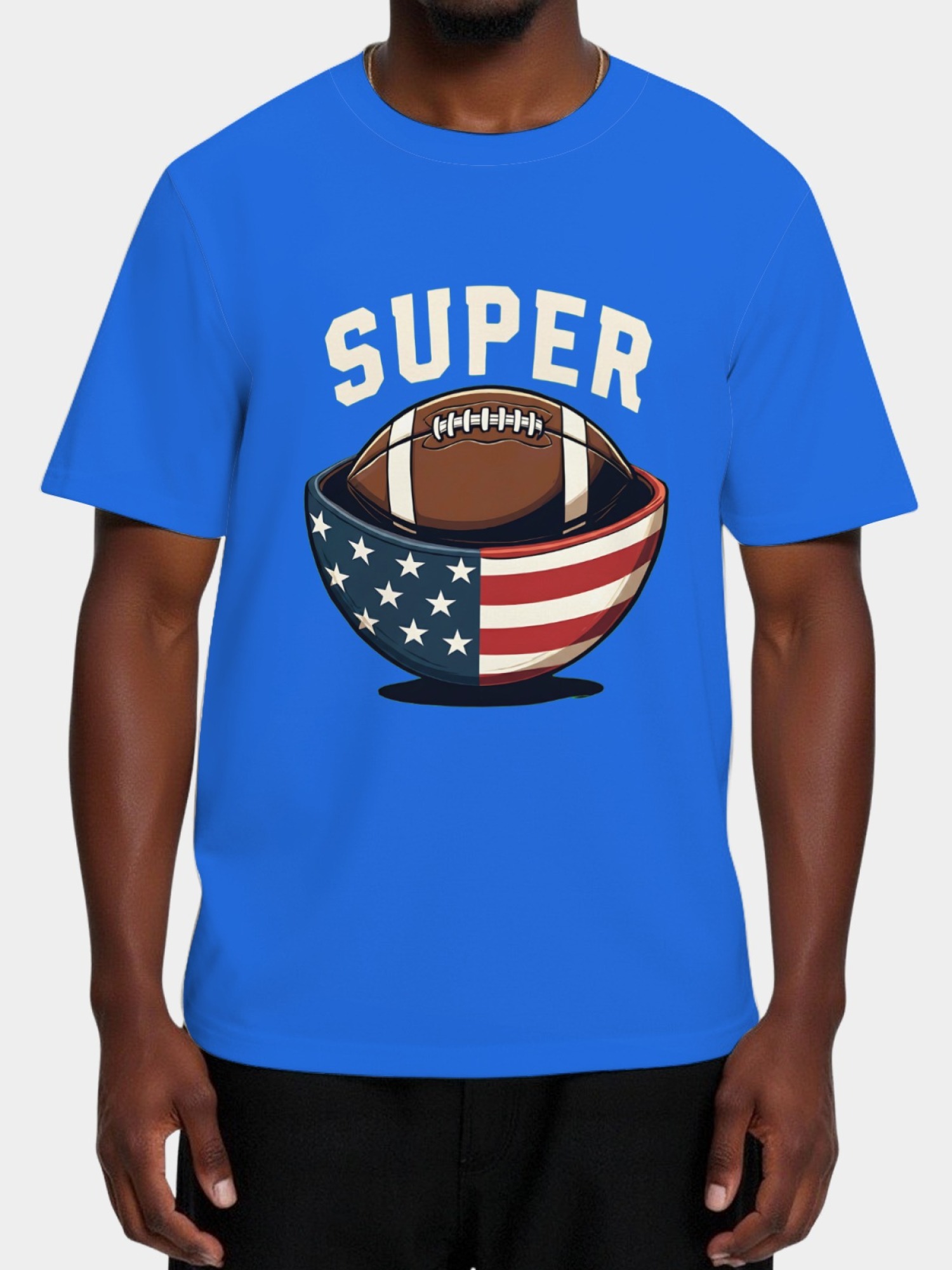 Men's Super Bowl Football T-Shirt - American Flag Bowl Graphic Tee