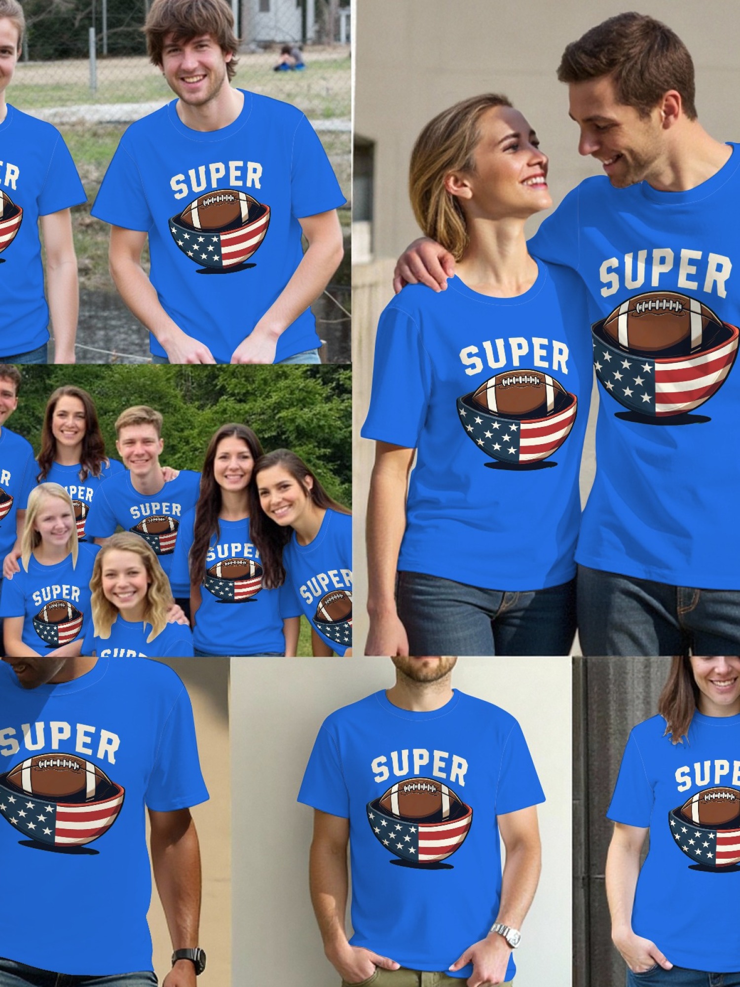 Men's Super Bowl Football T-Shirt - American Flag Bowl Graphic Tee