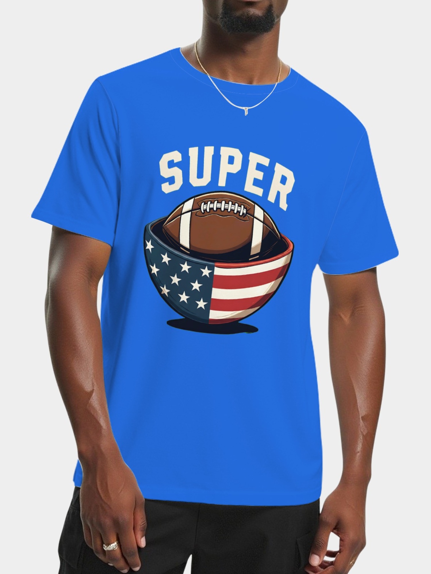 Men's Super Bowl Football T-Shirt - American Flag Bowl Graphic Tee