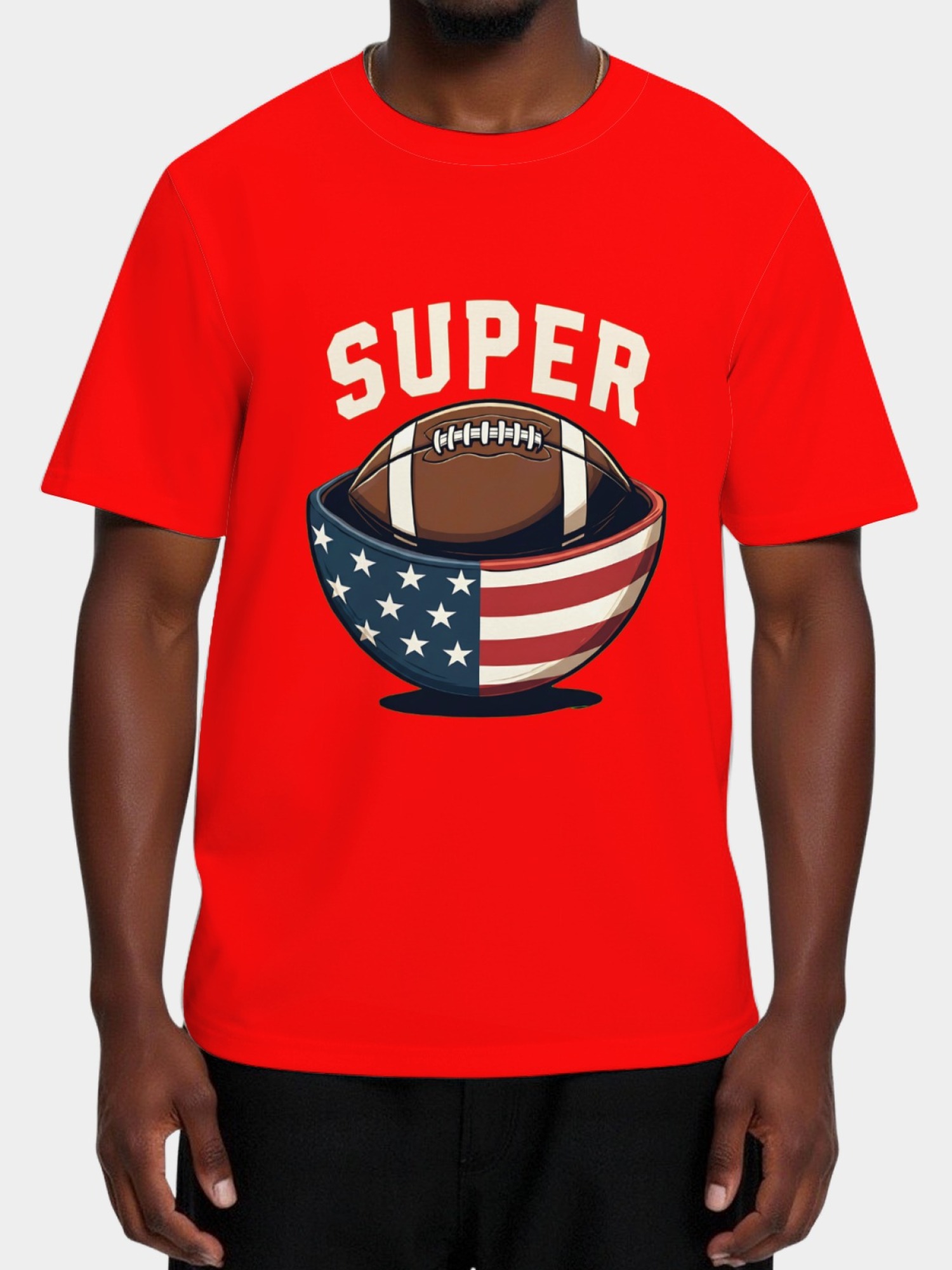 Men's Super Bowl Football T-Shirt - American Flag Bowl Graphic Tee