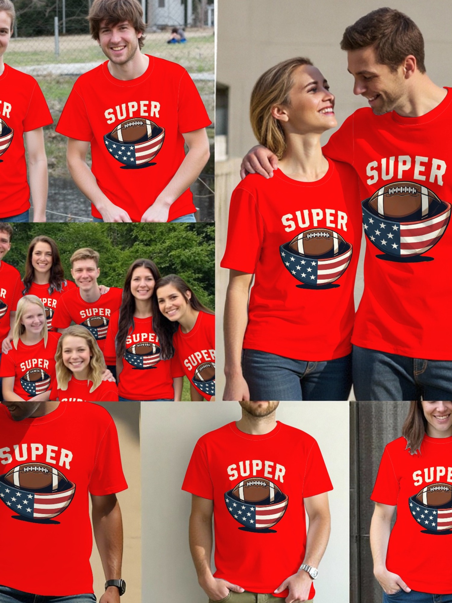 Men's Super Bowl Football T-Shirt - American Flag Bowl Graphic Tee