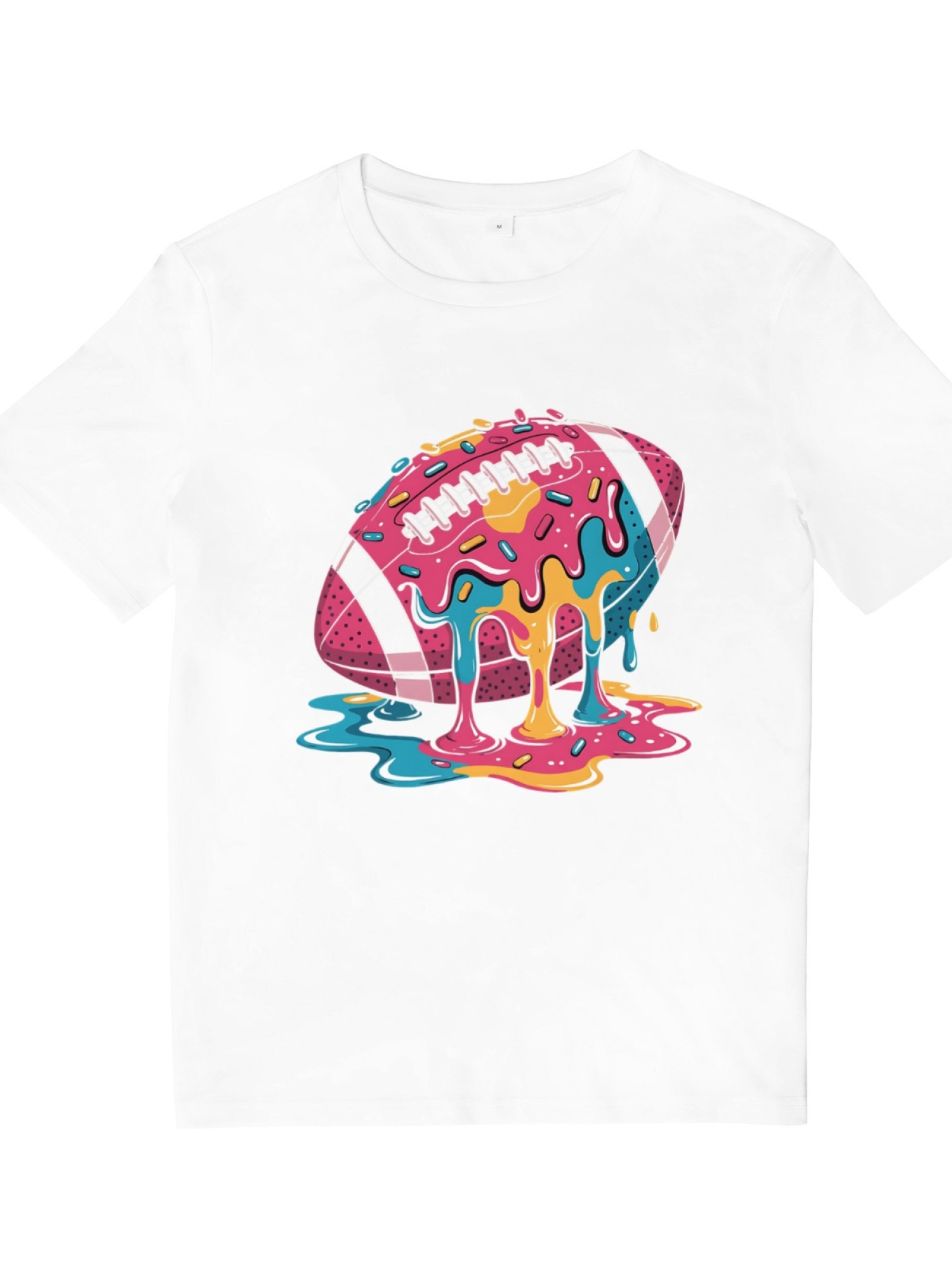 Melting Glazed Donut Football Graphic T-Shirt - Streetwear Pop Art Tee