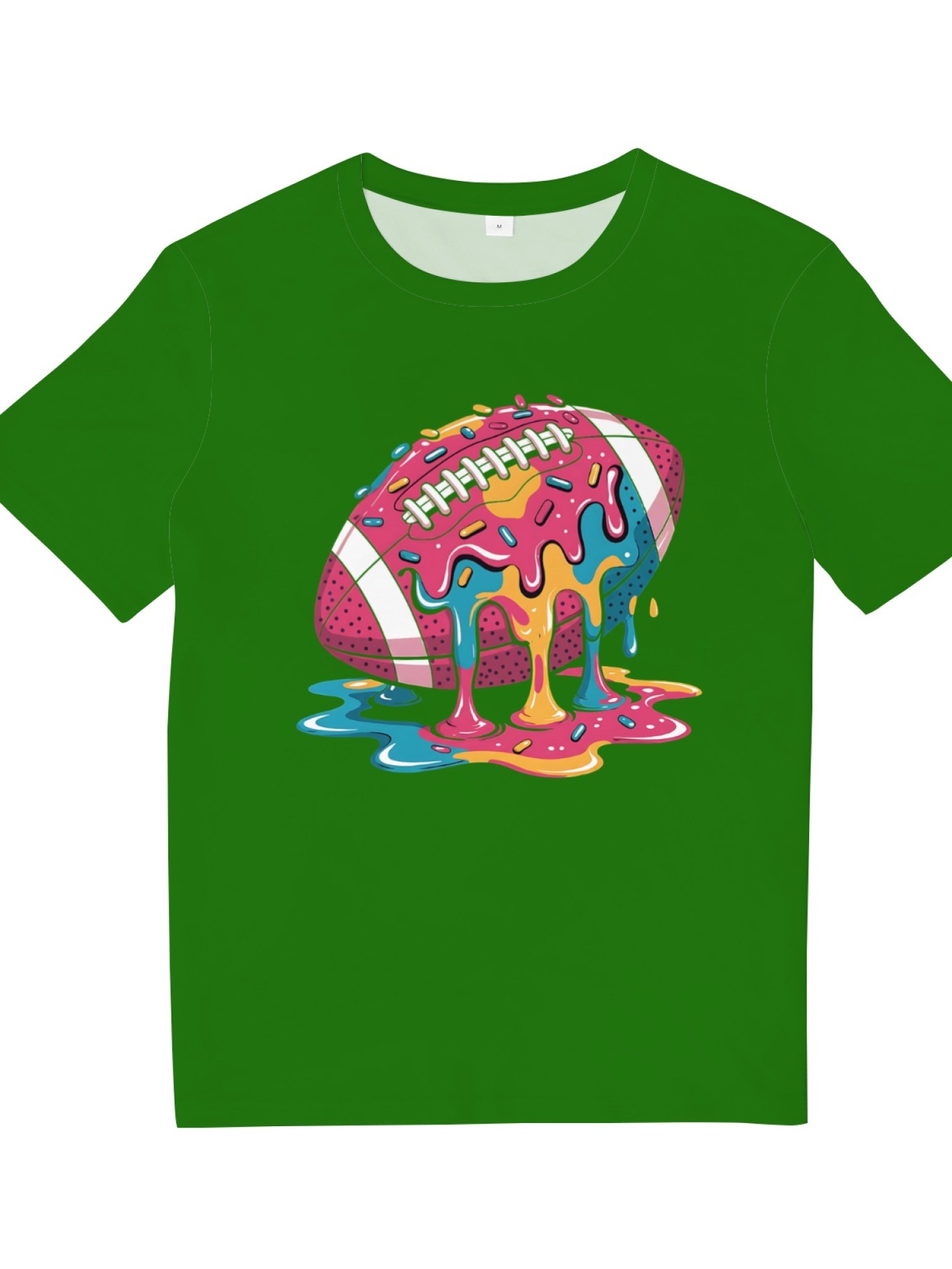 Melting Glazed Donut Football Graphic T-Shirt - Streetwear Pop Art Tee