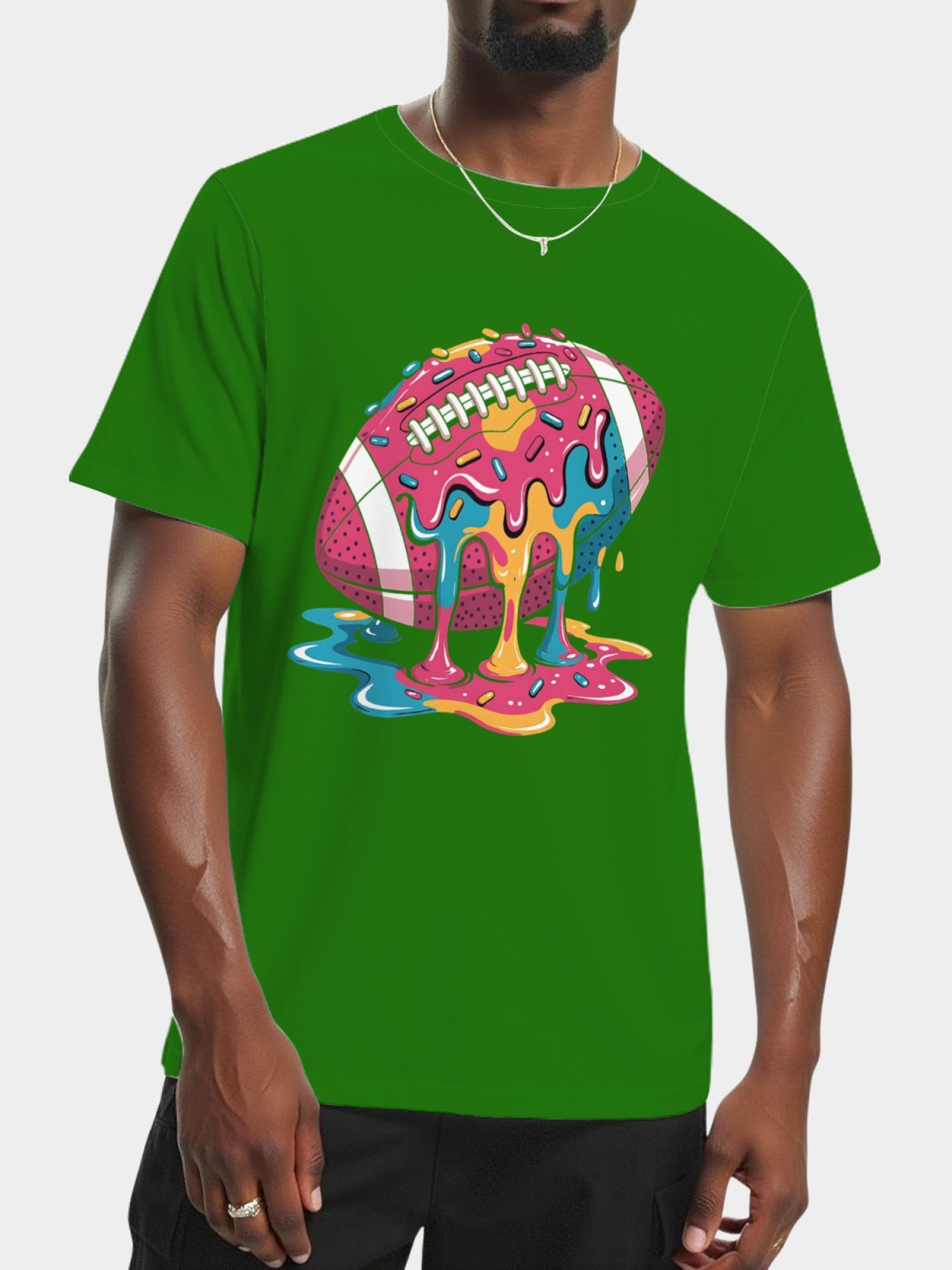 Melting Glazed Donut Football Graphic T-Shirt - Streetwear Pop Art Tee