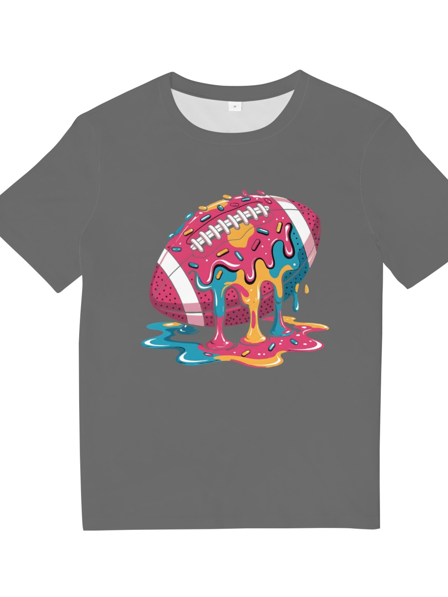 Melting Glazed Donut Football Graphic T-Shirt - Streetwear Pop Art Tee