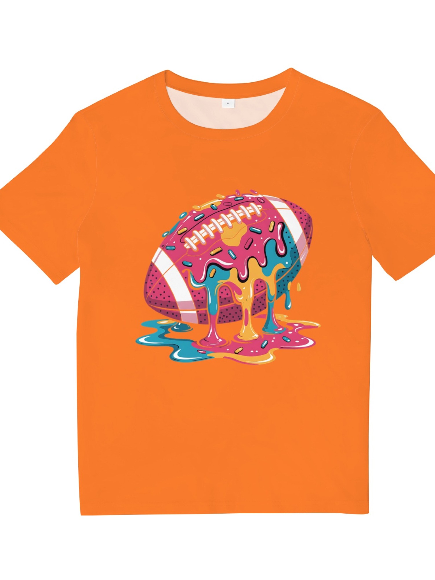 Melting Glazed Donut Football Graphic T-Shirt - Streetwear Pop Art Tee