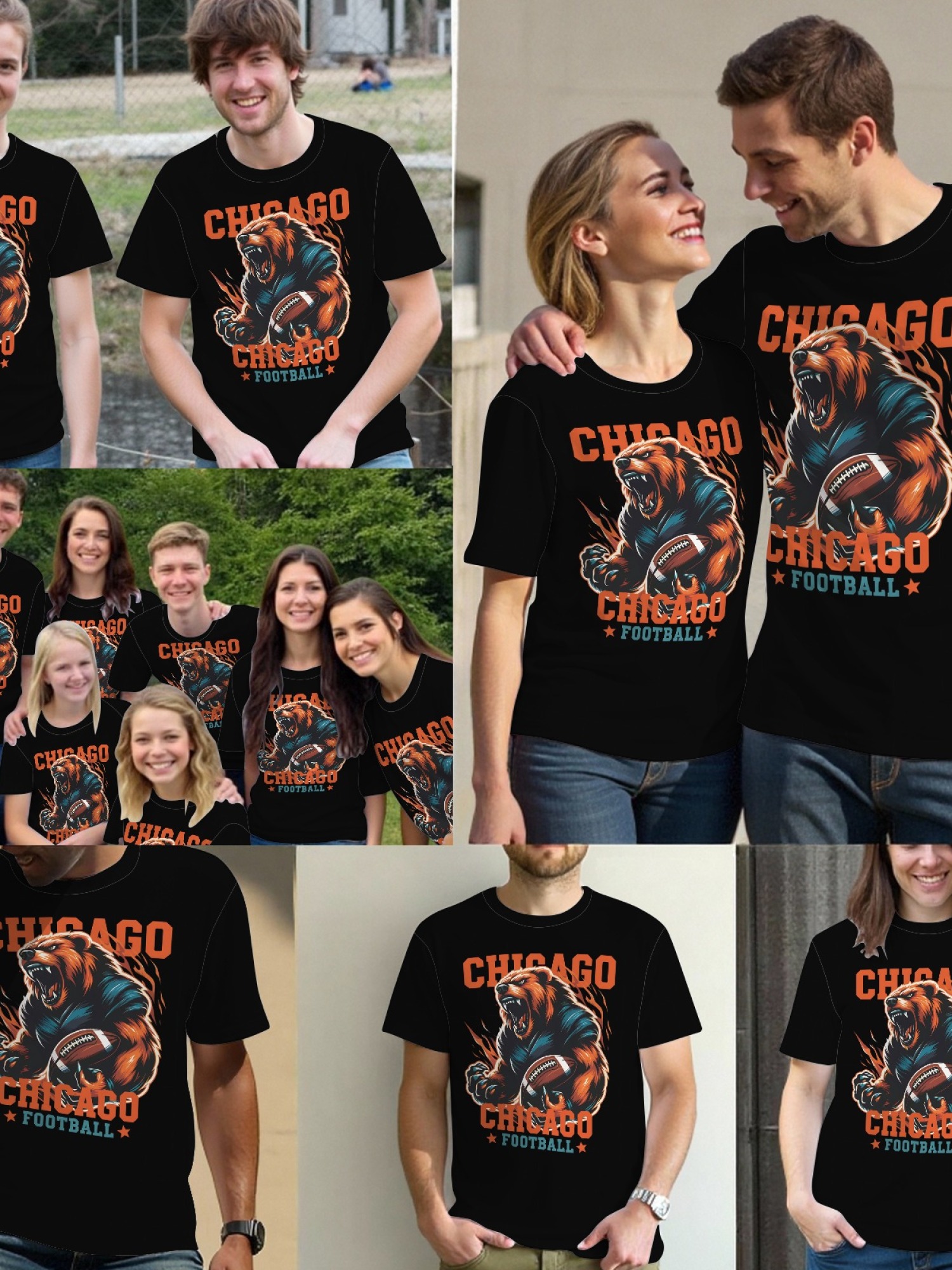 Chicago Football Grizzly Bear Men's Graphic T-Shirt - Premium Cotton Tee