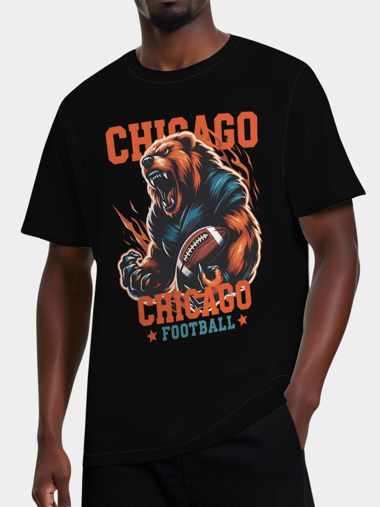 Chicago Football Grizzly Bear Men's Graphic T-Shirt - Premium Cotton Tee