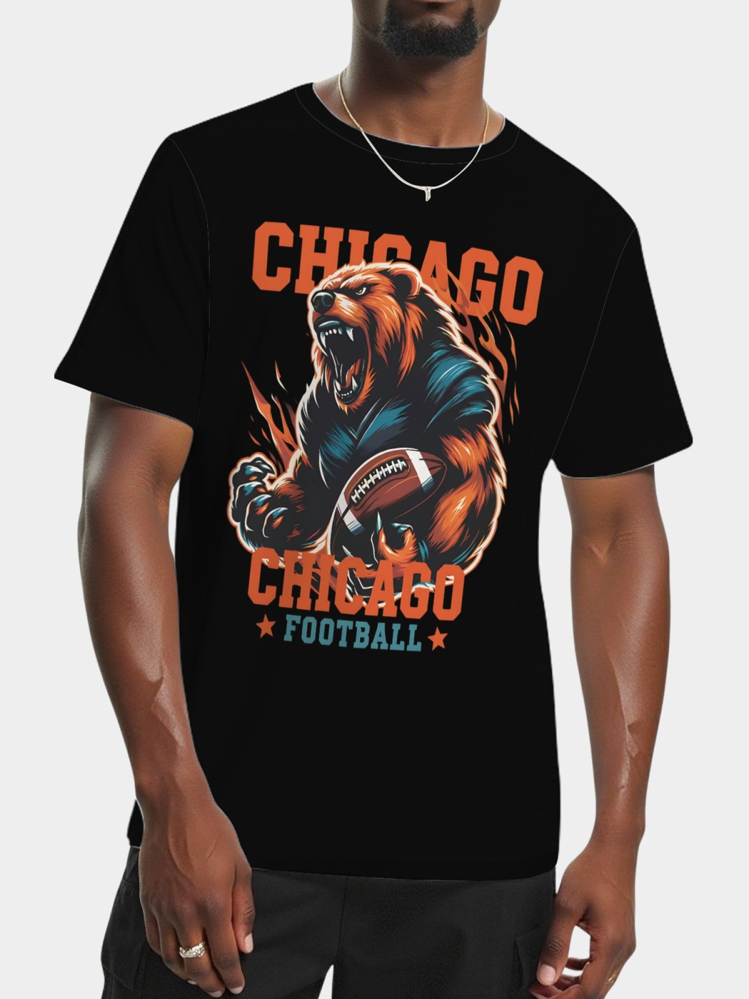 Chicago Football Grizzly Bear Men's Graphic T-Shirt - Premium Cotton Tee