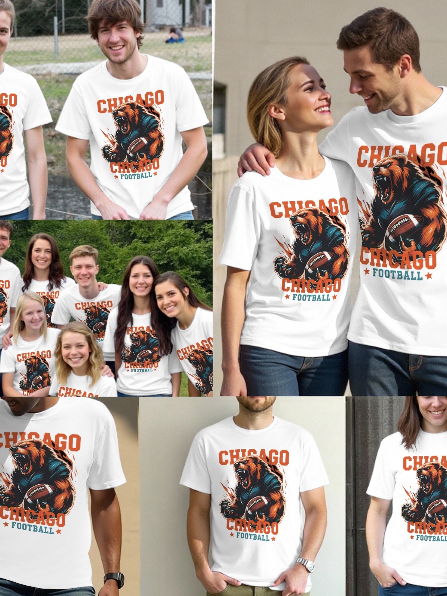 Chicago Football Grizzly Bear Men's Graphic T-Shirt - Premium Cotton Tee