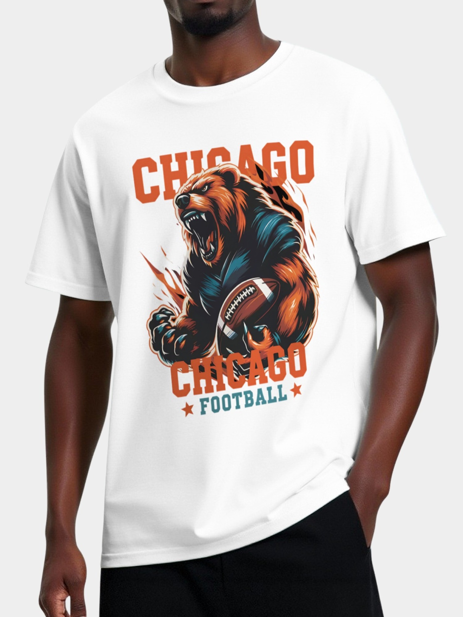 Chicago Football Grizzly Bear Men's Graphic T-Shirt - Premium Cotton Tee