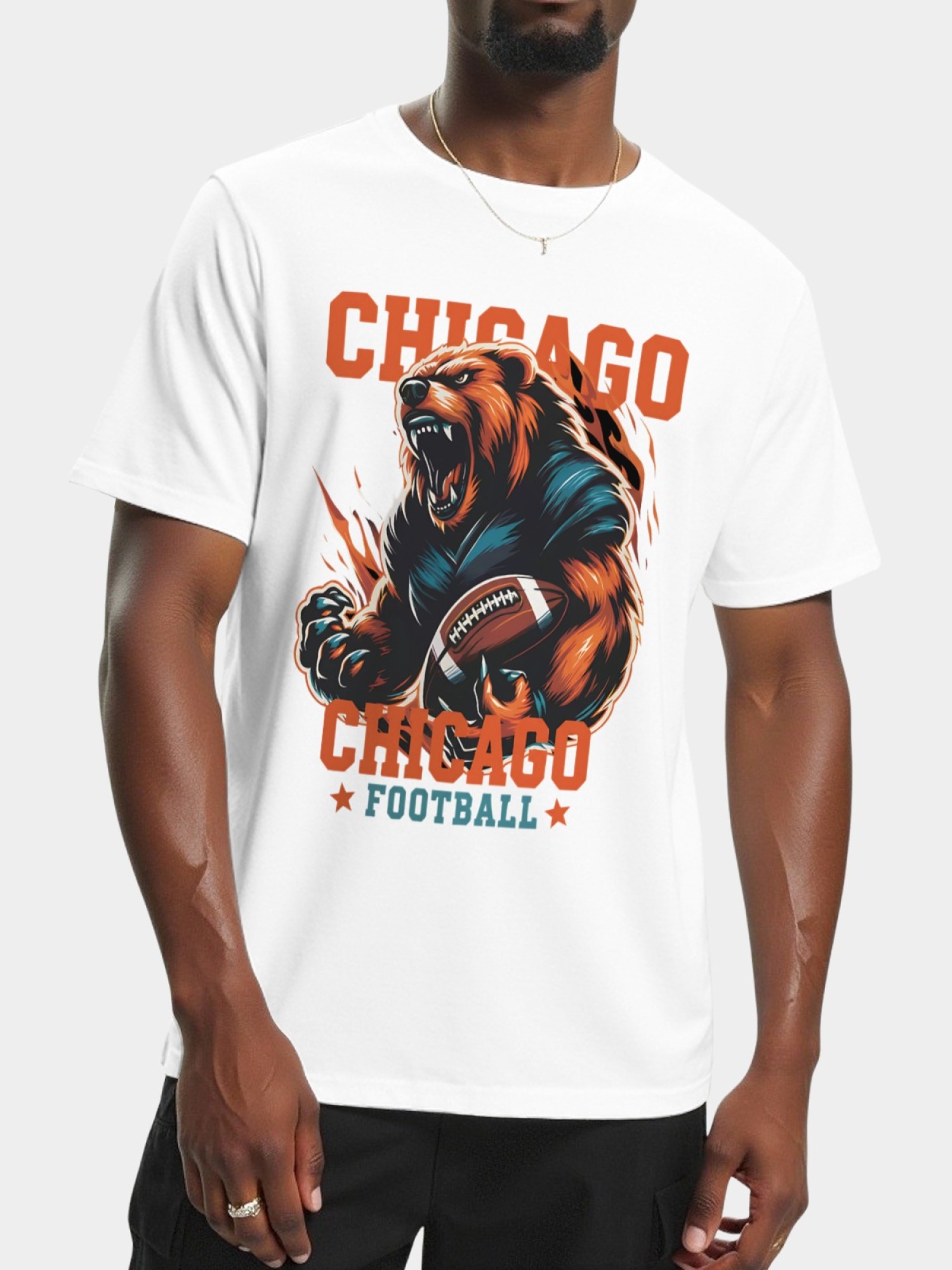 Chicago Football Grizzly Bear Men's Graphic T-Shirt - Premium Cotton Tee