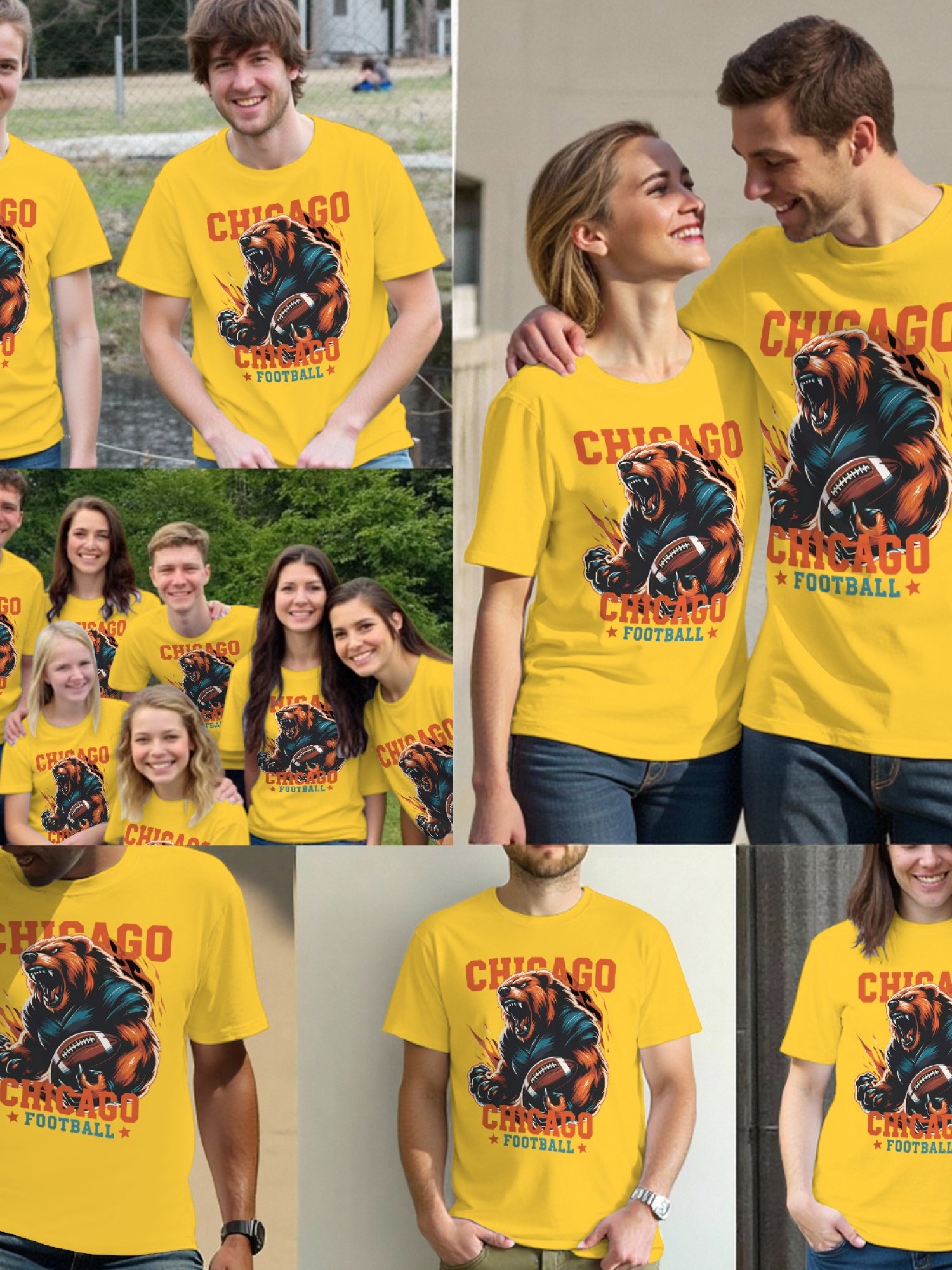 Chicago Football Grizzly Bear Men's Graphic T-Shirt - Premium Cotton Tee