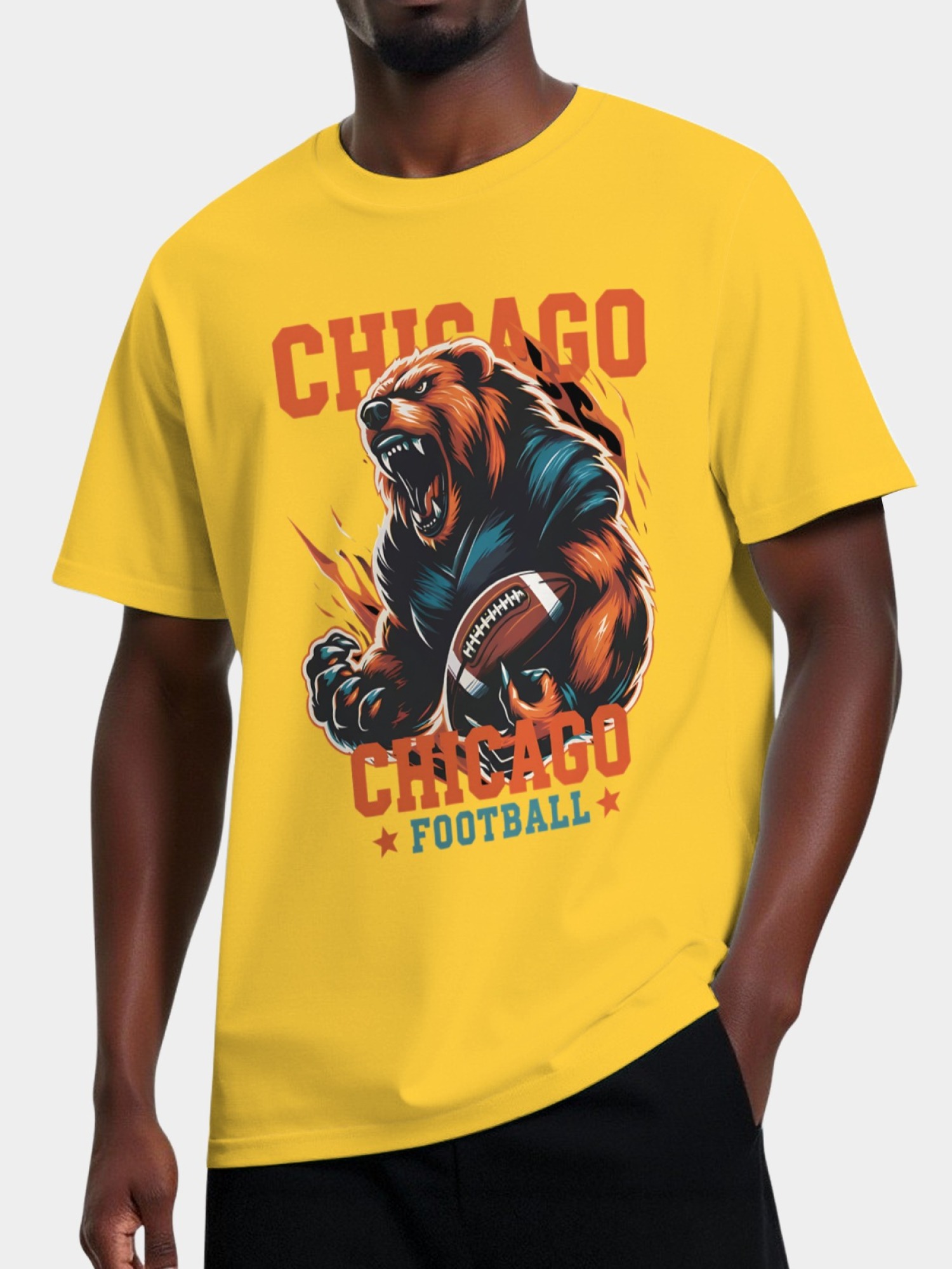 Chicago Football Grizzly Bear Men's Graphic T-Shirt - Premium Cotton Tee