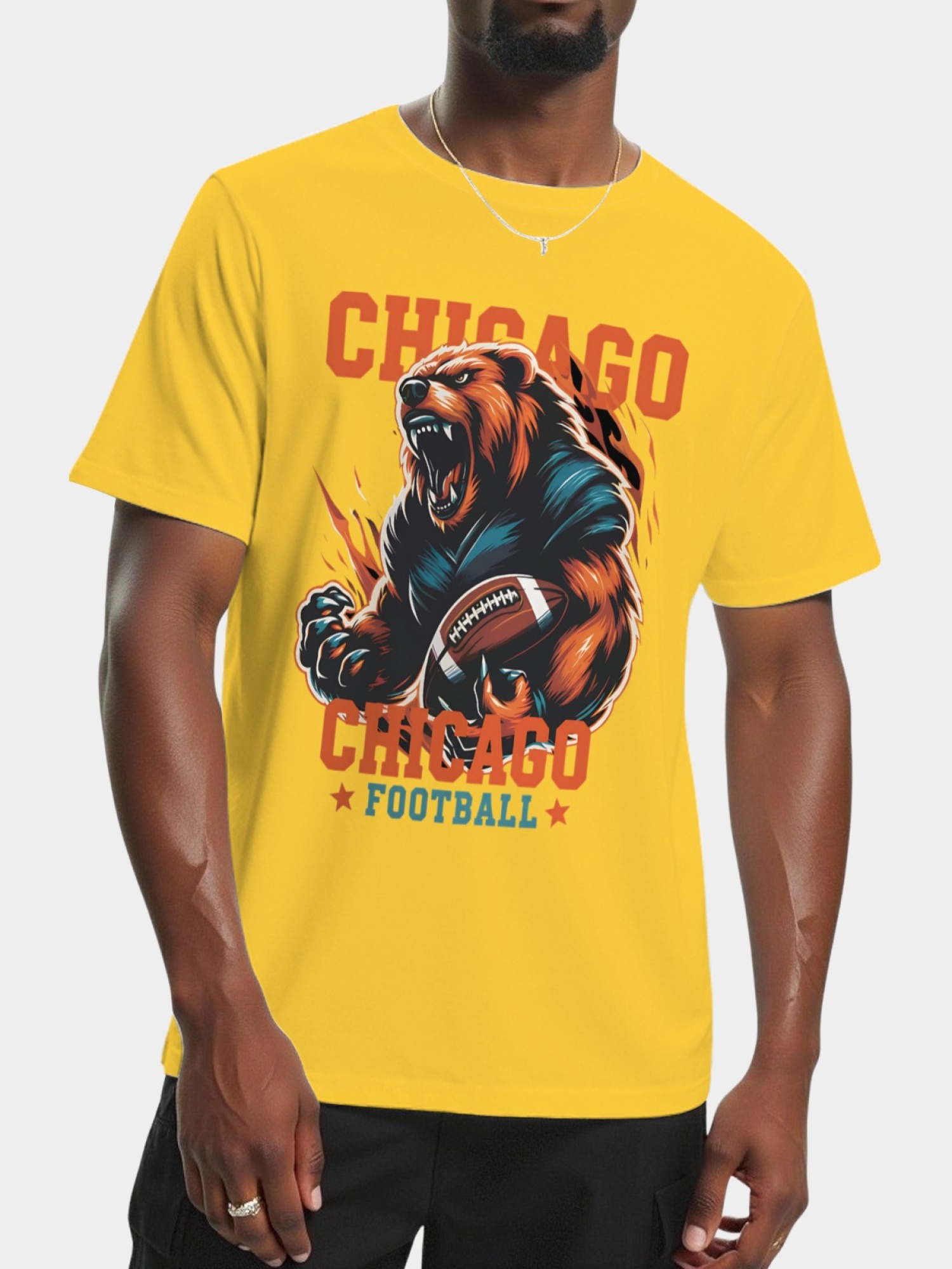 Chicago Football Grizzly Bear Men's Graphic T-Shirt - Premium Cotton Tee