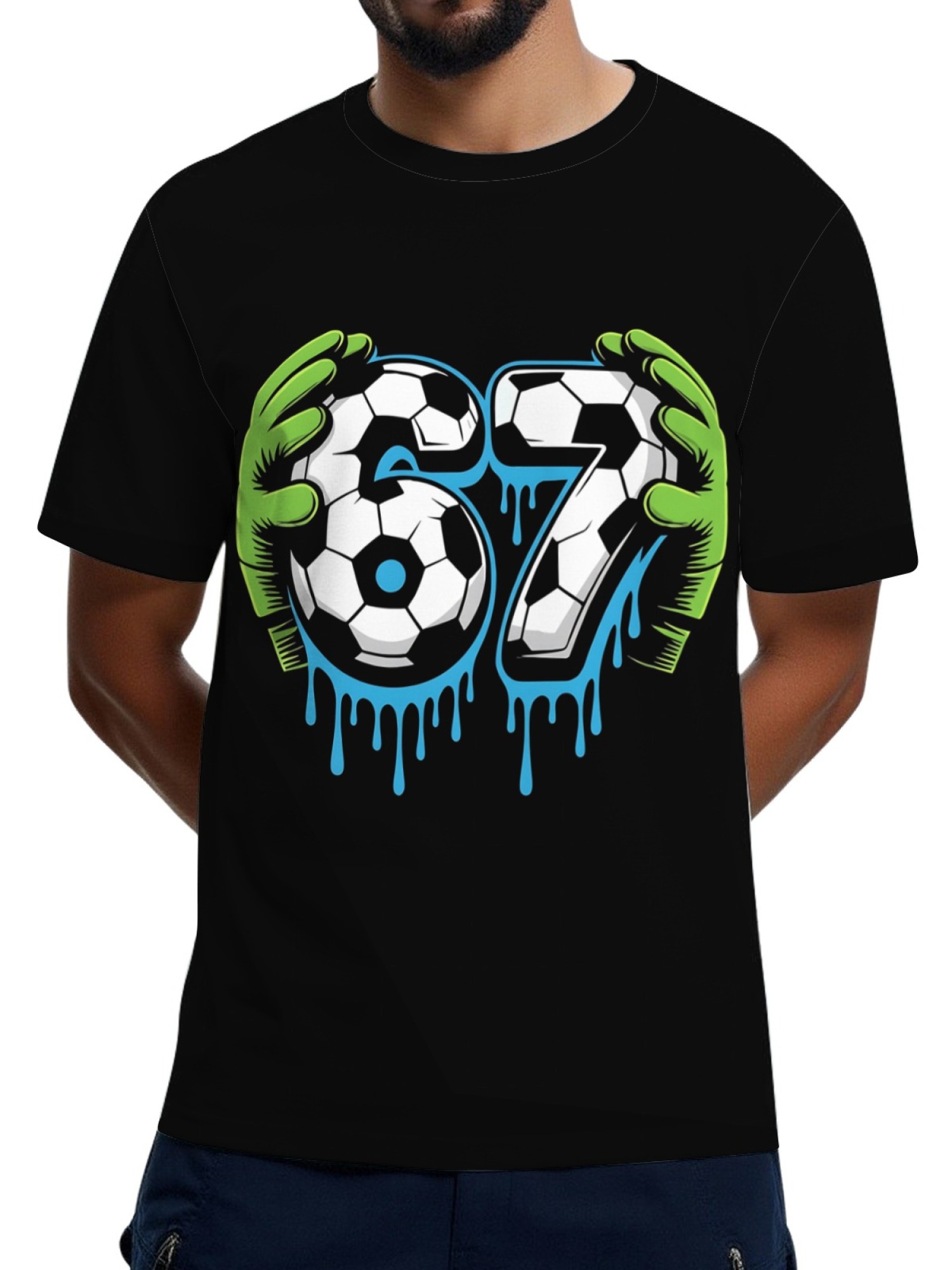 Graffiti Soccer Goalkeeper T-Shirt - Urban Drip Style Number 67 Graphic Tee