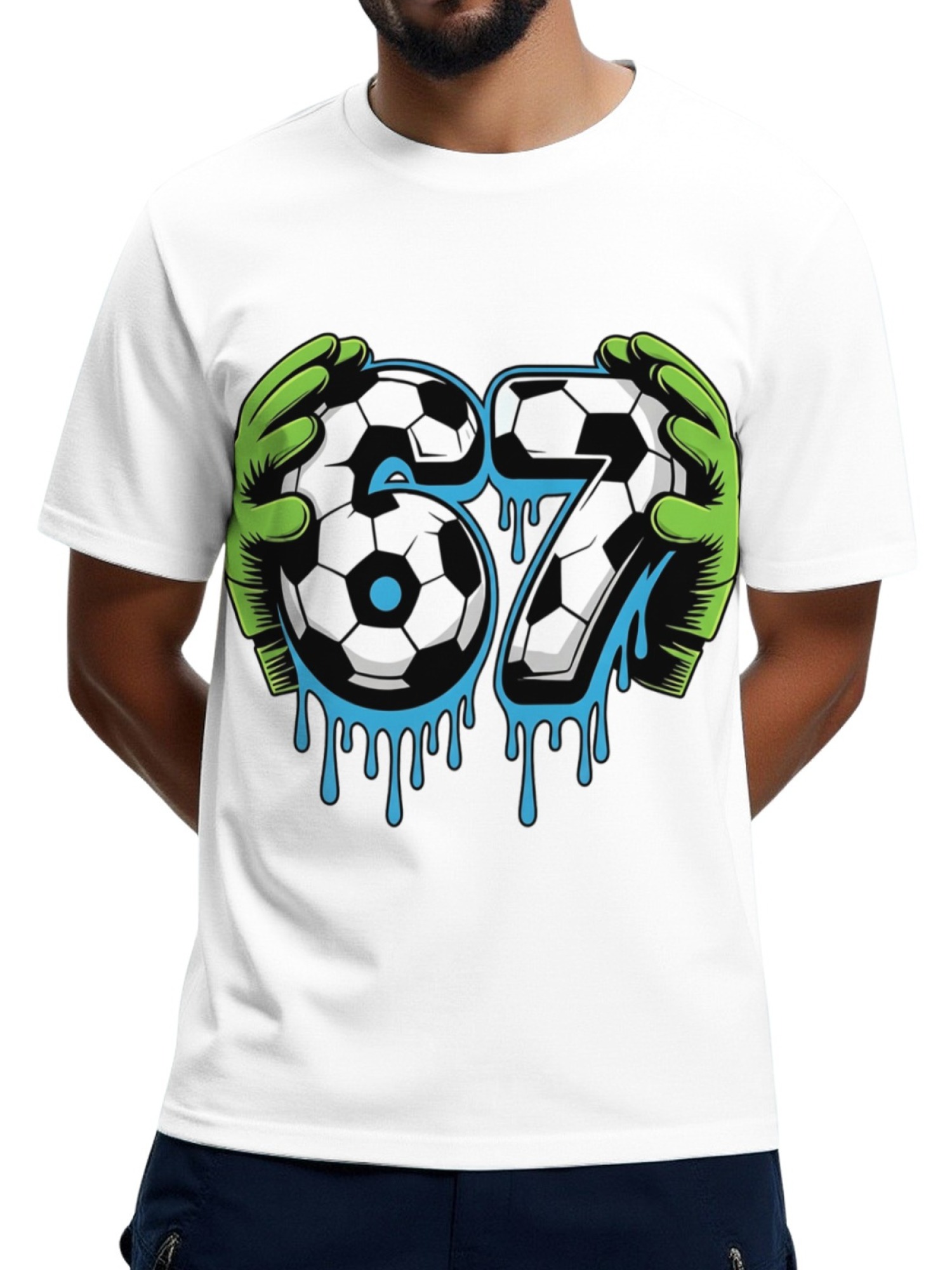 Graffiti Soccer Goalkeeper T-Shirt - Urban Drip Style Number 67 Graphic Tee