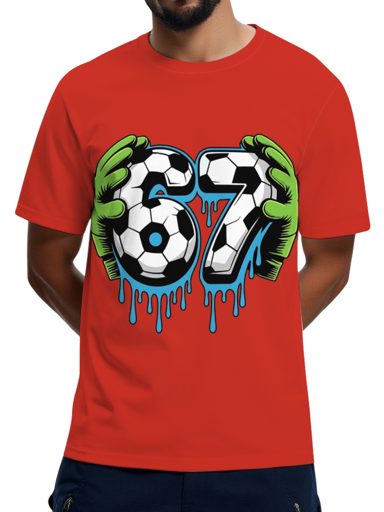 Graffiti Soccer Goalkeeper T-Shirt - Urban Drip Style Number 67 Graphic Tee